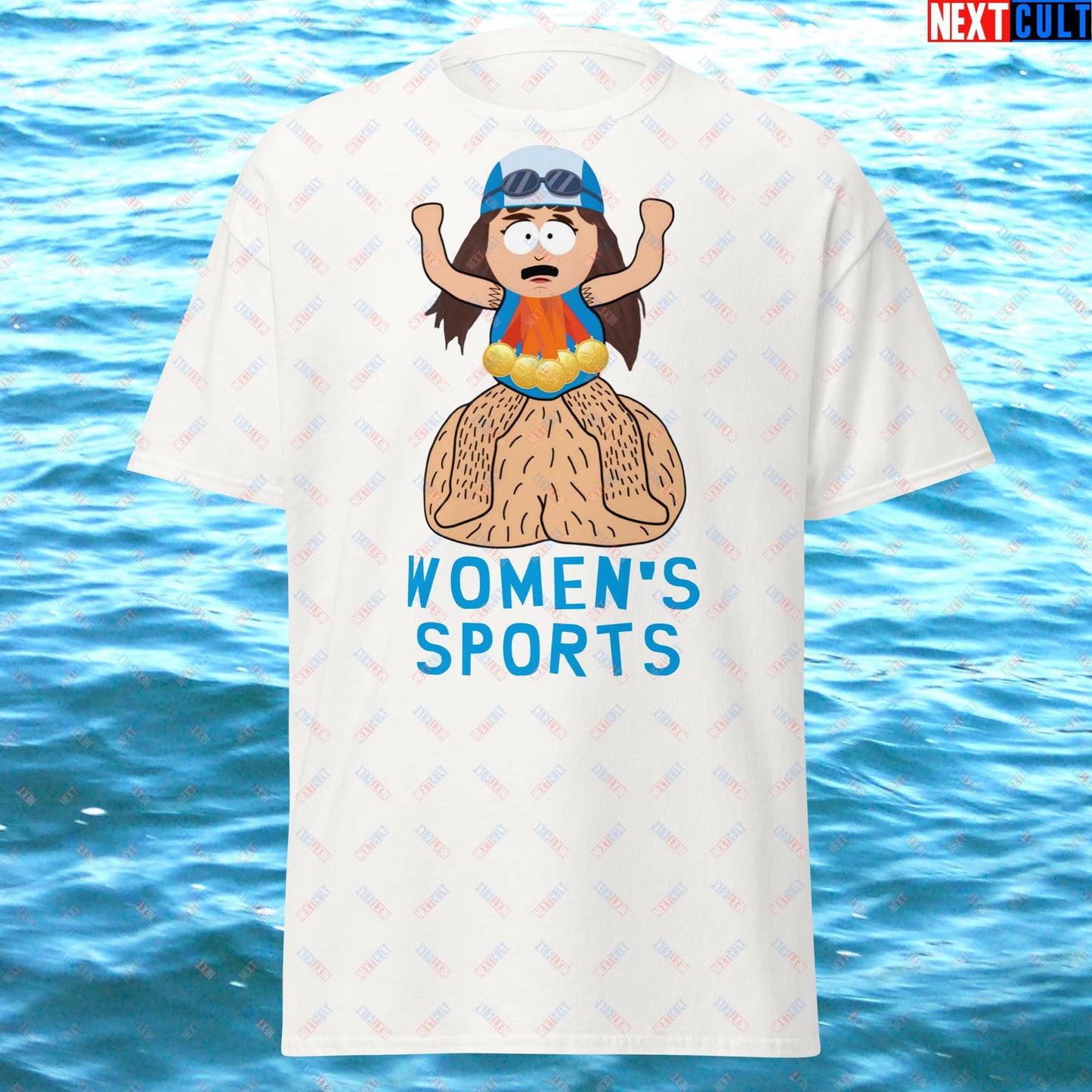 Women's Sports Funny Lia Thomas Swimming Female Sports Trans Athlete Unisex tee White T-shirts LGBTQ+ South Park TV Shows Next Cult Brand