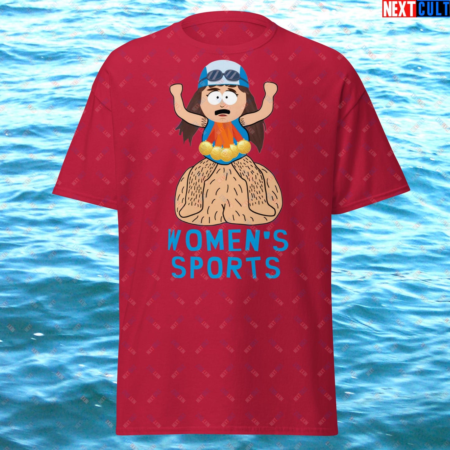 Women's Sports Funny Lia Thomas Swimming Female Sports Trans Athlete Unisex tee Cardinal T-shirts LGBTQ+ South Park TV Shows Next Cult Brand