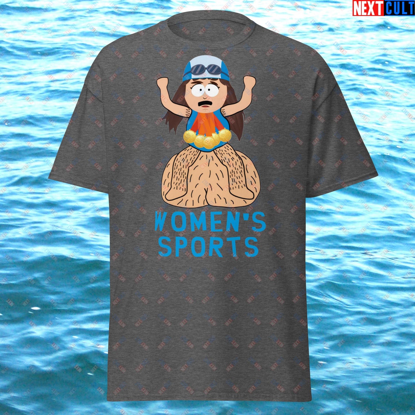 Women's Sports Funny Lia Thomas Swimming Female Sports Trans Athlete Unisex tee Dark Heather T-shirts LGBTQ+ South Park TV Shows Next Cult Brand