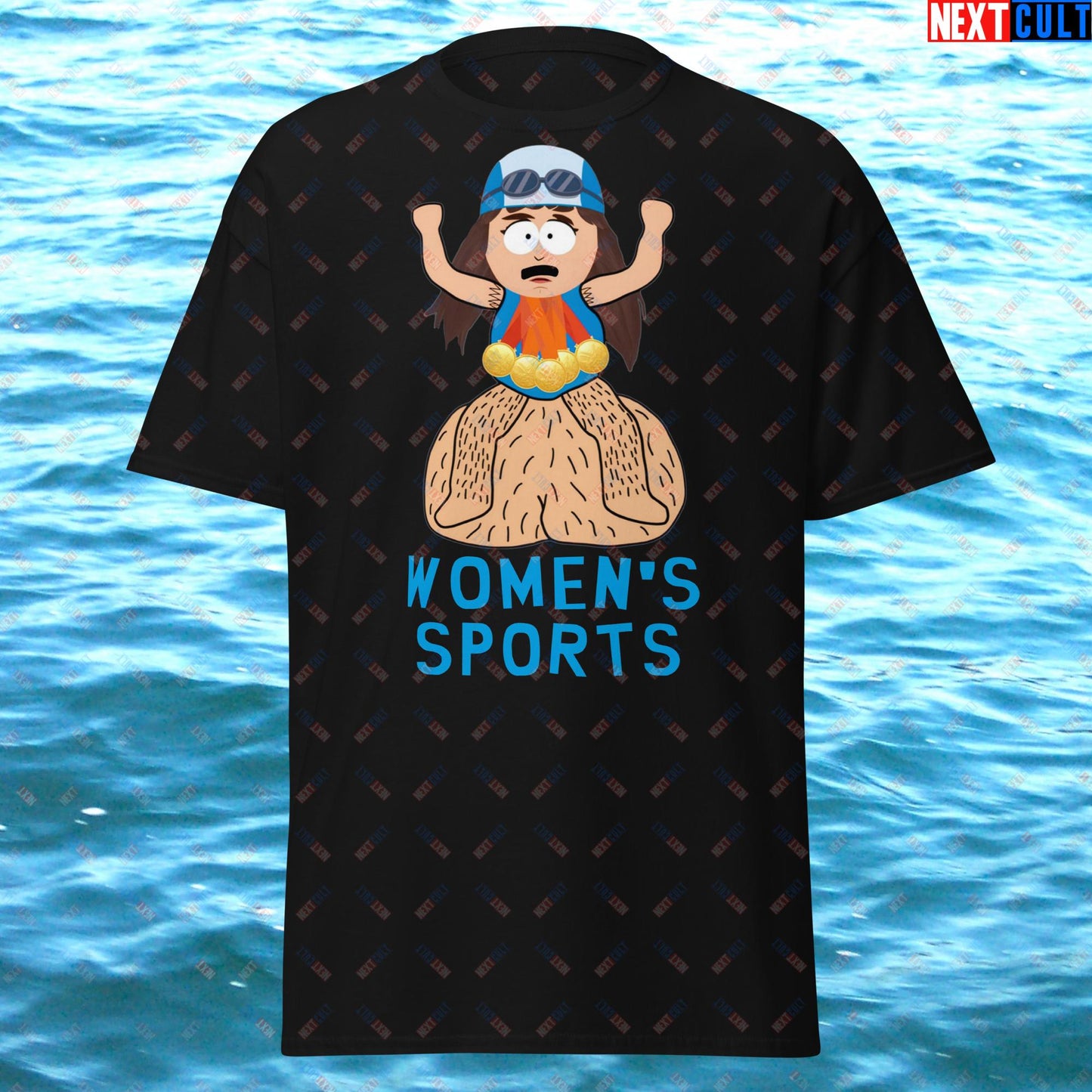 Women's Sports Funny Lia Thomas Swimming Female Sports Trans Athlete Unisex tee Black T-shirts LGBTQ+ South Park TV Shows Next Cult Brand