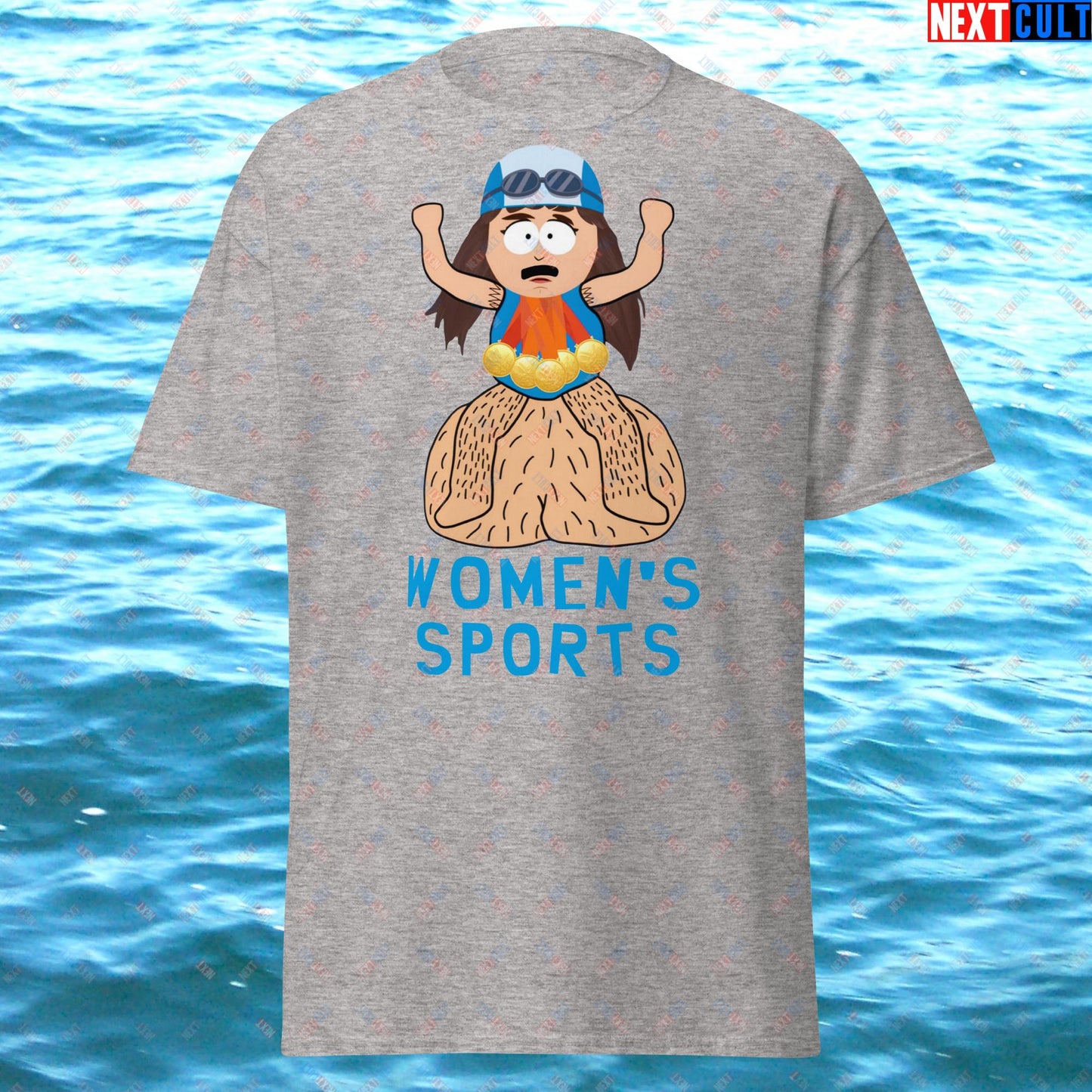 Women's Sports Funny Lia Thomas Swimming Female Sports Trans Athlete Unisex tee Sport Grey T-shirts LGBTQ+ South Park TV Shows Next Cult Brand