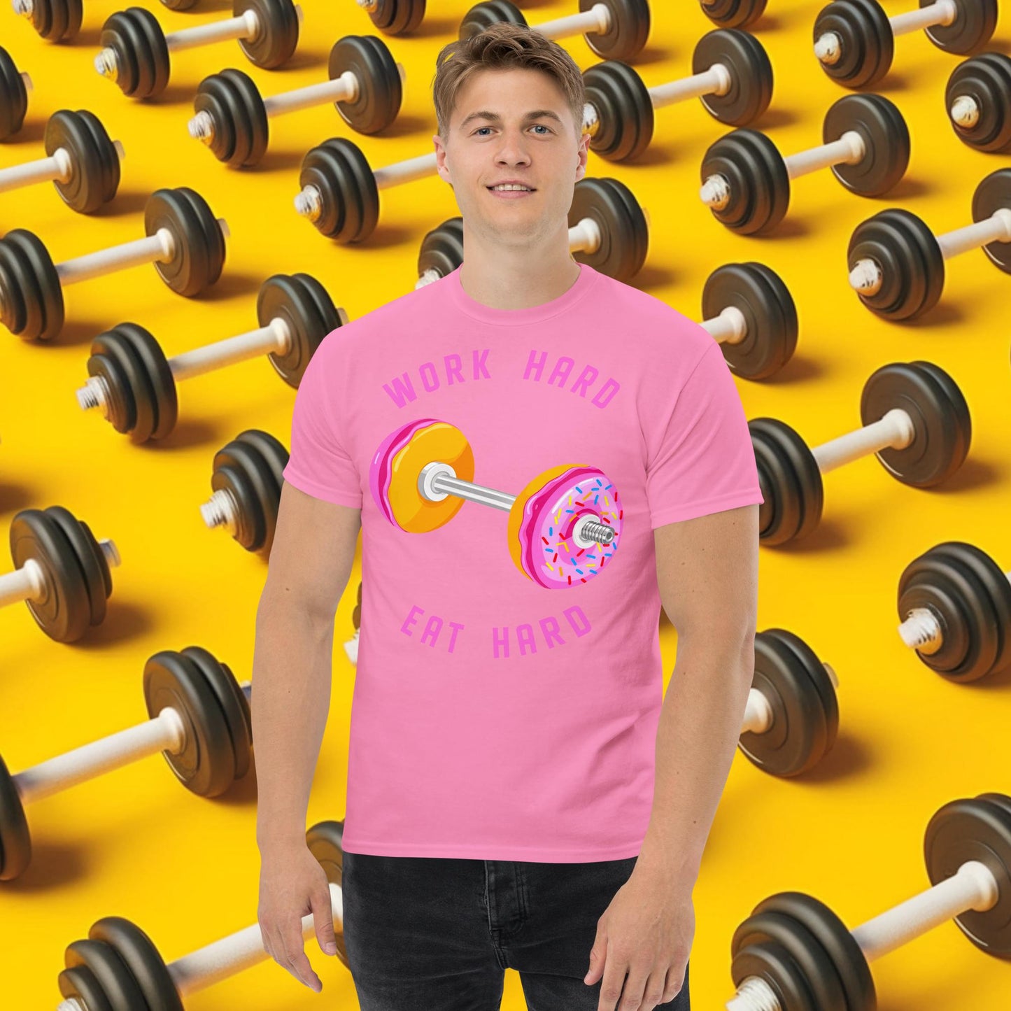Work Hard Eat Hard Donut Dumbbell Donuts Barbell Funny Bulk Diet Gym Workout Fitness Bodybuilding tee Azalea T-shirts Bodybuilding Bulking Donuts Fast Food Fitness Gym Pump Cover Workout Next Cult Brand