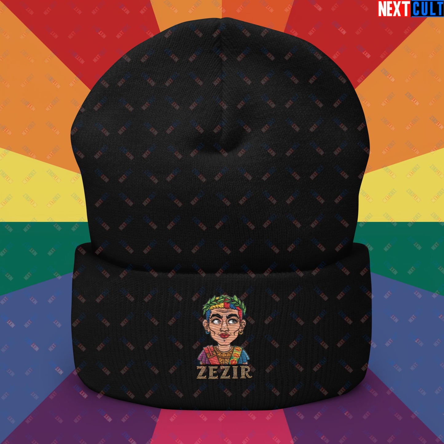 ZeZir Funny Gender Neutral Non-Binary Pronouns Cuffed Beanie Black Hats LGBTQ+ Next Cult Brand