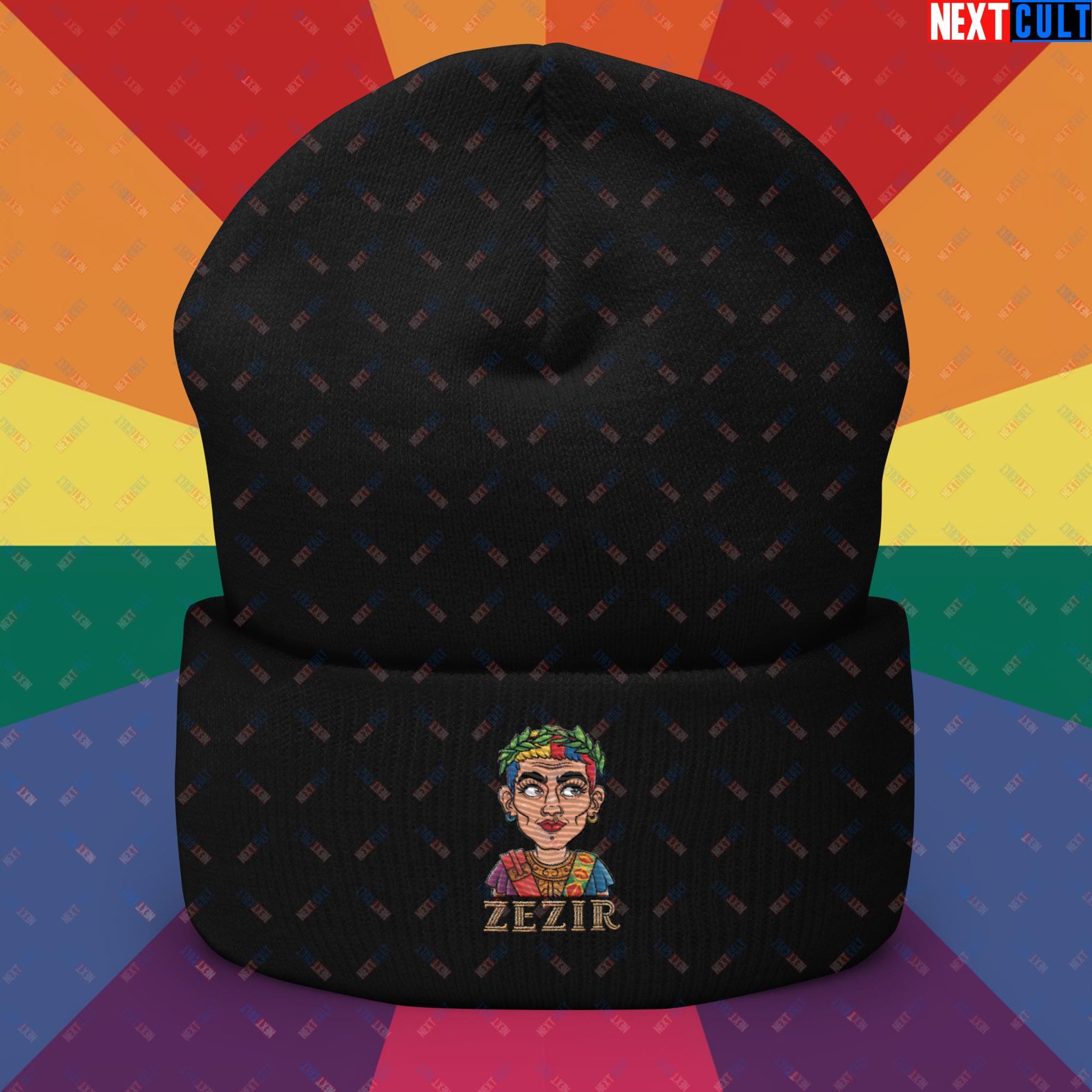 ZeZir Funny Gender Neutral Non-Binary Pronouns Cuffed Beanie Black Hats LGBTQ+ Next Cult Brand