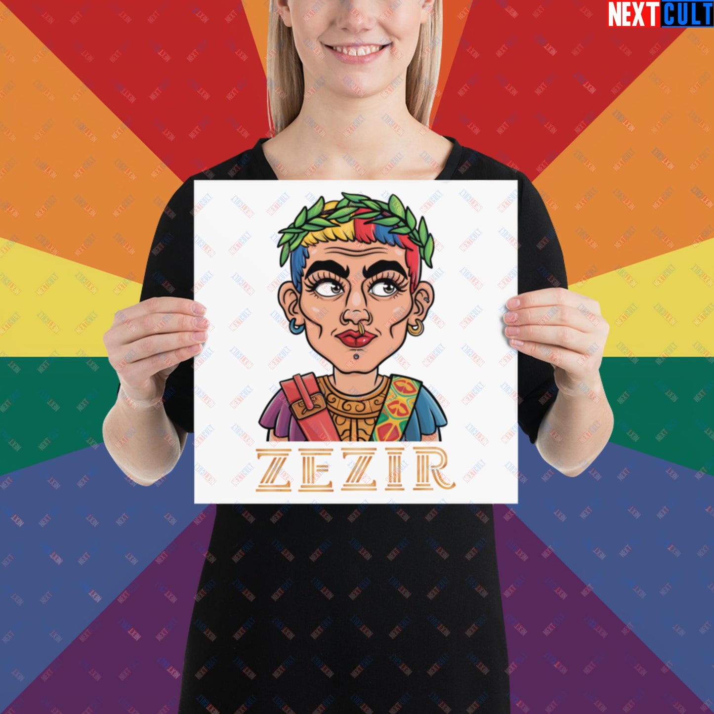ZeZir Funny Gender Neutral Non-Binary Pronouns Poster 12″×12″ Posters LGBTQ+ Next Cult Brand