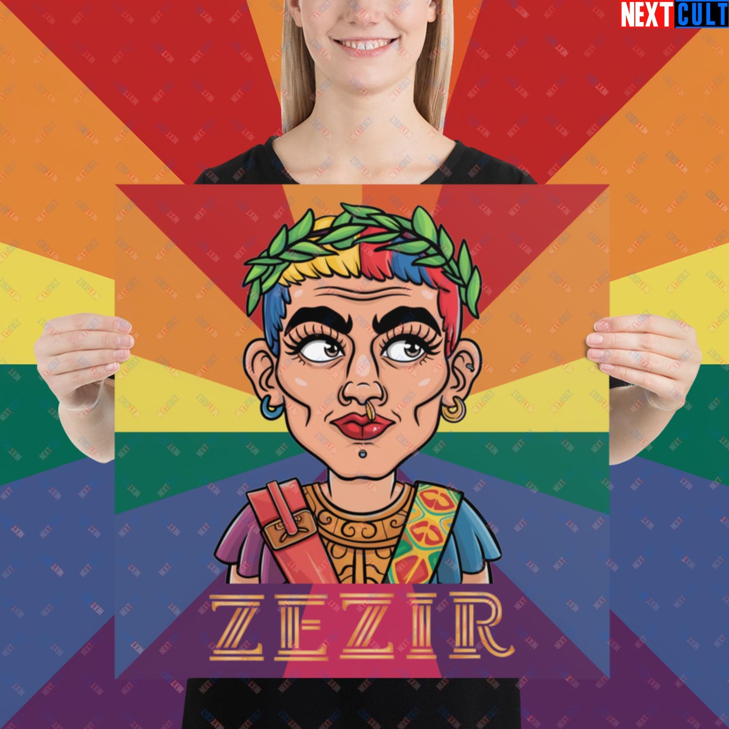 ZeZir Funny Gender Neutral Non-Binary Pronouns Poster 18″×18″ Posters LGBTQ+ Next Cult Brand