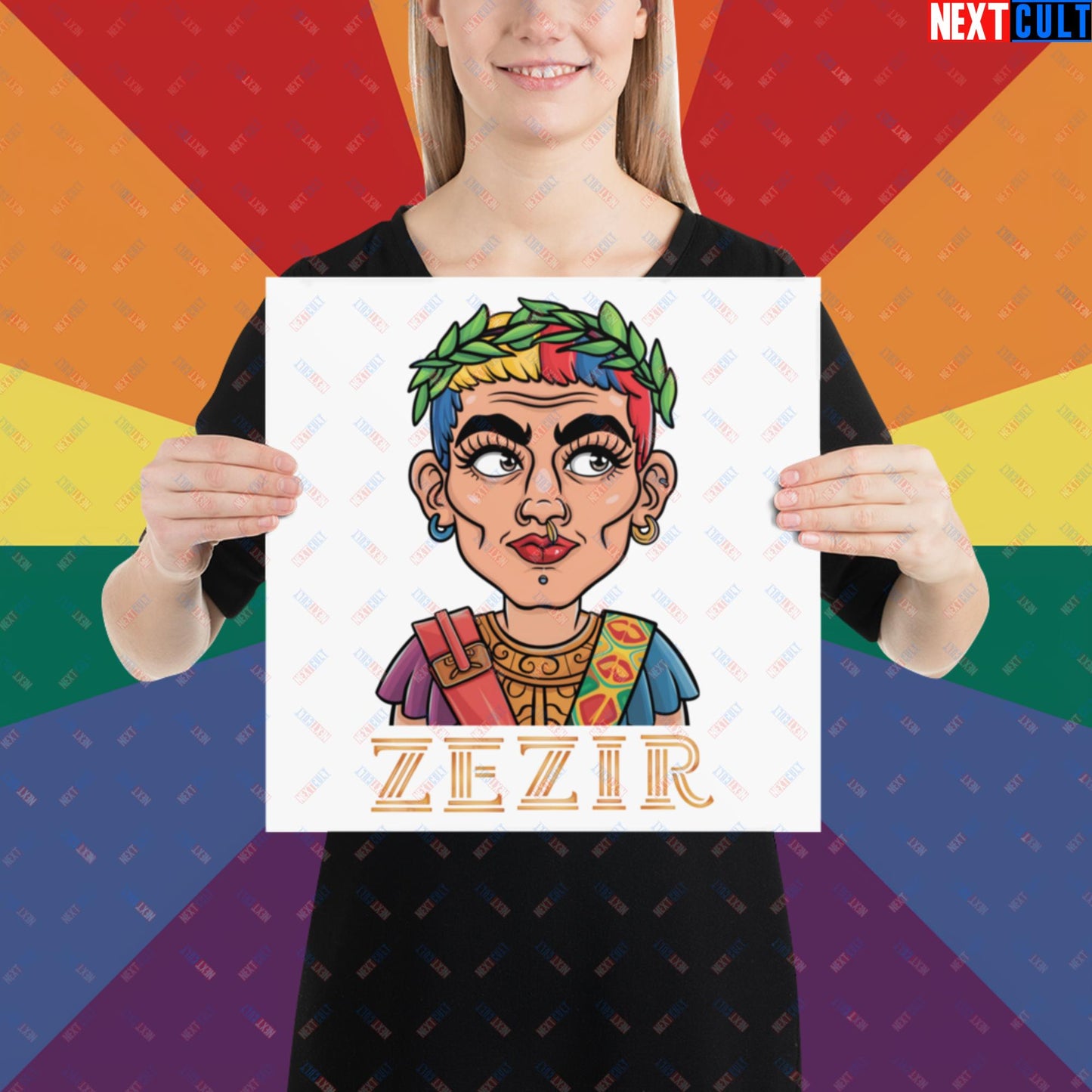ZeZir Funny Gender Neutral Non-Binary Pronouns Poster 14″×14″ Posters LGBTQ+ Next Cult Brand