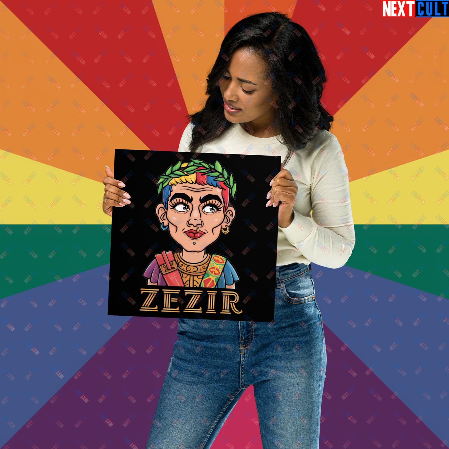 ZeZir Funny Gender Neutral Non-Binary Pronouns Poster 12″×12″ Posters LGBTQ+ Next Cult Brand