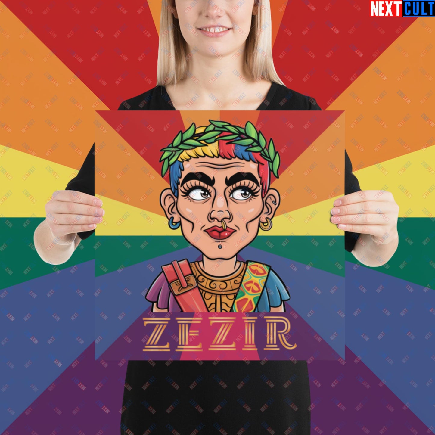 ZeZir Funny Gender Neutral Non-Binary Pronouns Poster 16″×16″ Posters LGBTQ+ Next Cult Brand