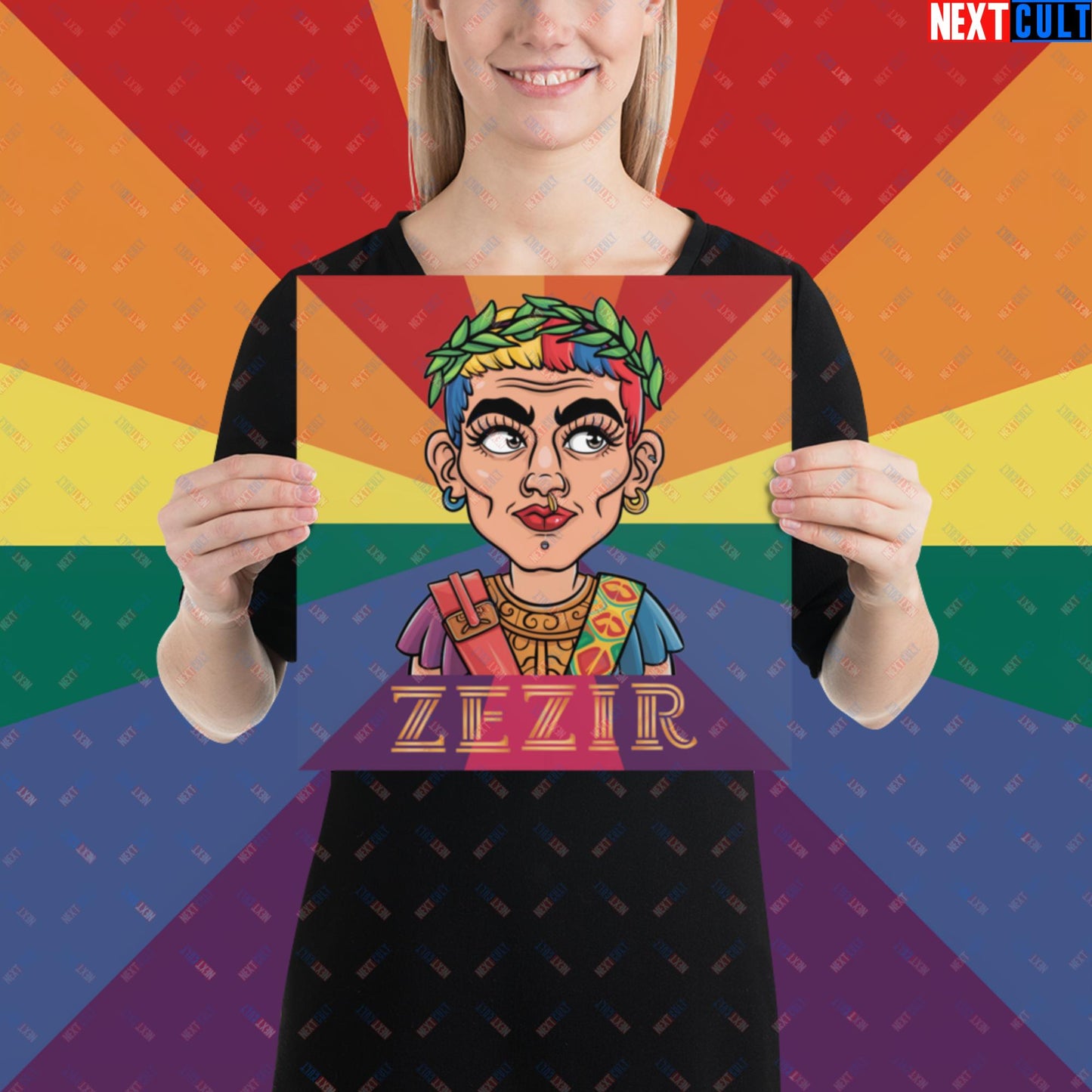 ZeZir Funny Gender Neutral Non-Binary Pronouns Poster 12″×12″ Posters LGBTQ+ Next Cult Brand