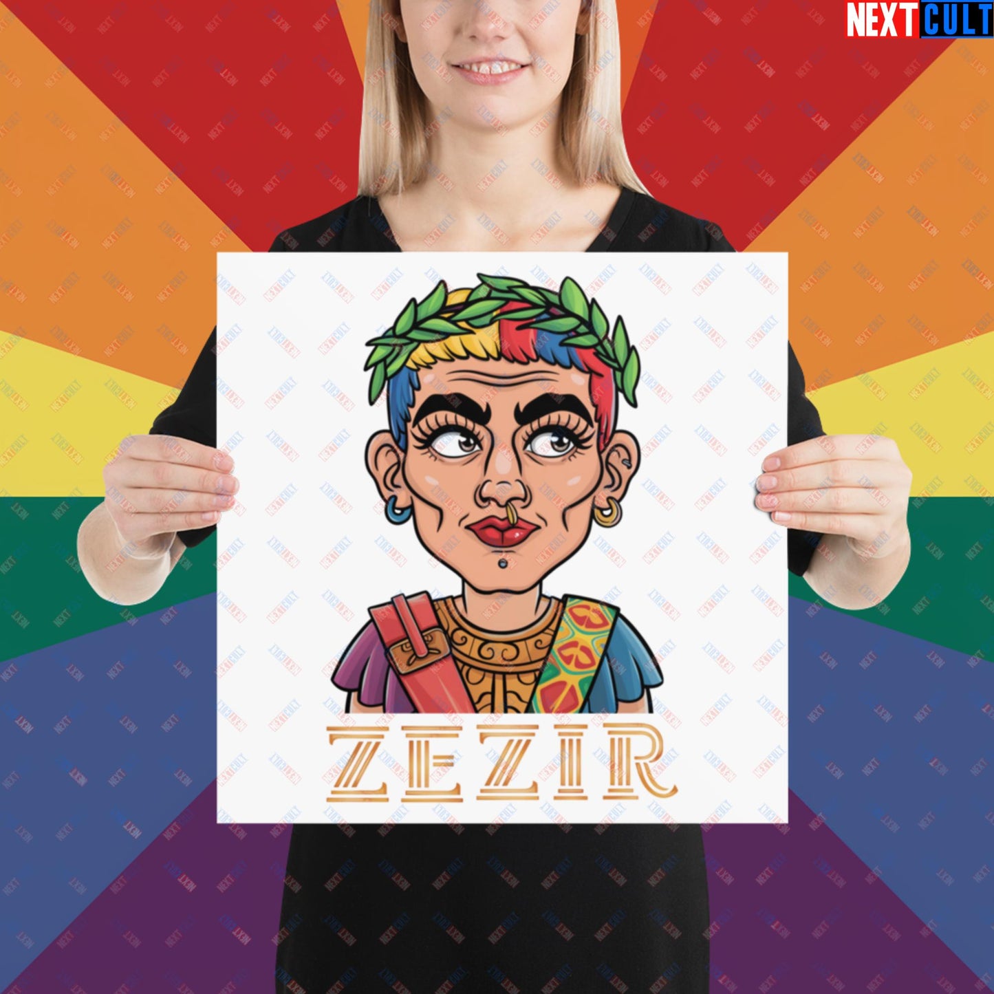 ZeZir Funny Gender Neutral Non-Binary Pronouns Poster 16″×16″ Posters LGBTQ+ Next Cult Brand
