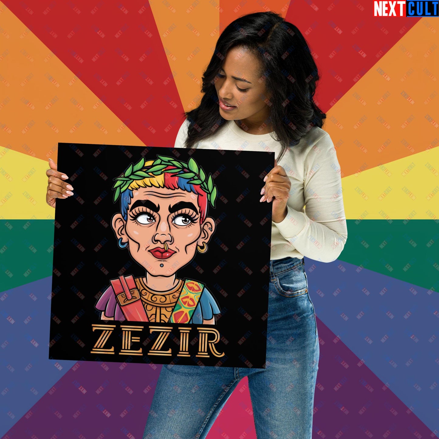 ZeZir Funny Gender Neutral Non-Binary Pronouns Poster 16″×16″ Posters LGBTQ+ Next Cult Brand