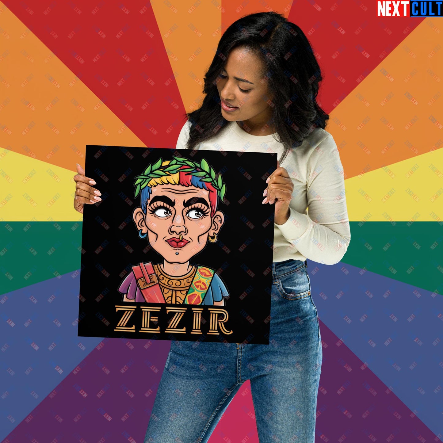 ZeZir Funny Gender Neutral Non-Binary Pronouns Poster 14″×14″ Posters LGBTQ+ Next Cult Brand