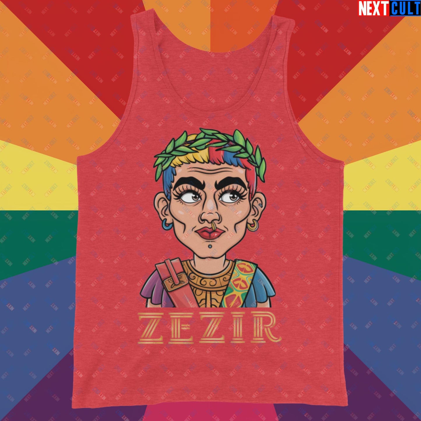 ZeZir Funny Gender Neutral Non-Binary Pronouns Tank Top Red Triblend Tank Tops LGBTQ+ Next Cult Brand