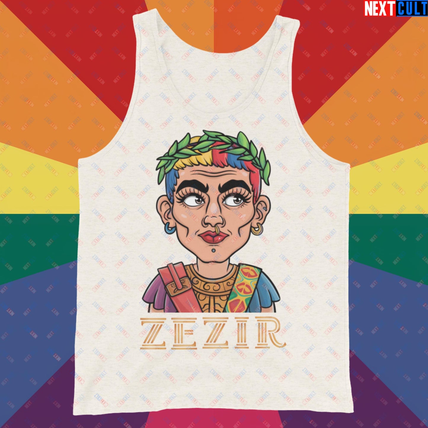 ZeZir Funny Gender Neutral Non-Binary Pronouns Tank Top Oatmeal Triblend Tank Tops LGBTQ+ Next Cult Brand
