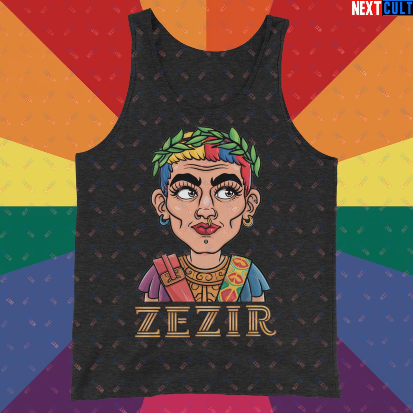 ZeZir Funny Gender Neutral Non-Binary Pronouns Tank Top Charcoal-Black Triblend Tank Tops LGBTQ+ Next Cult Brand
