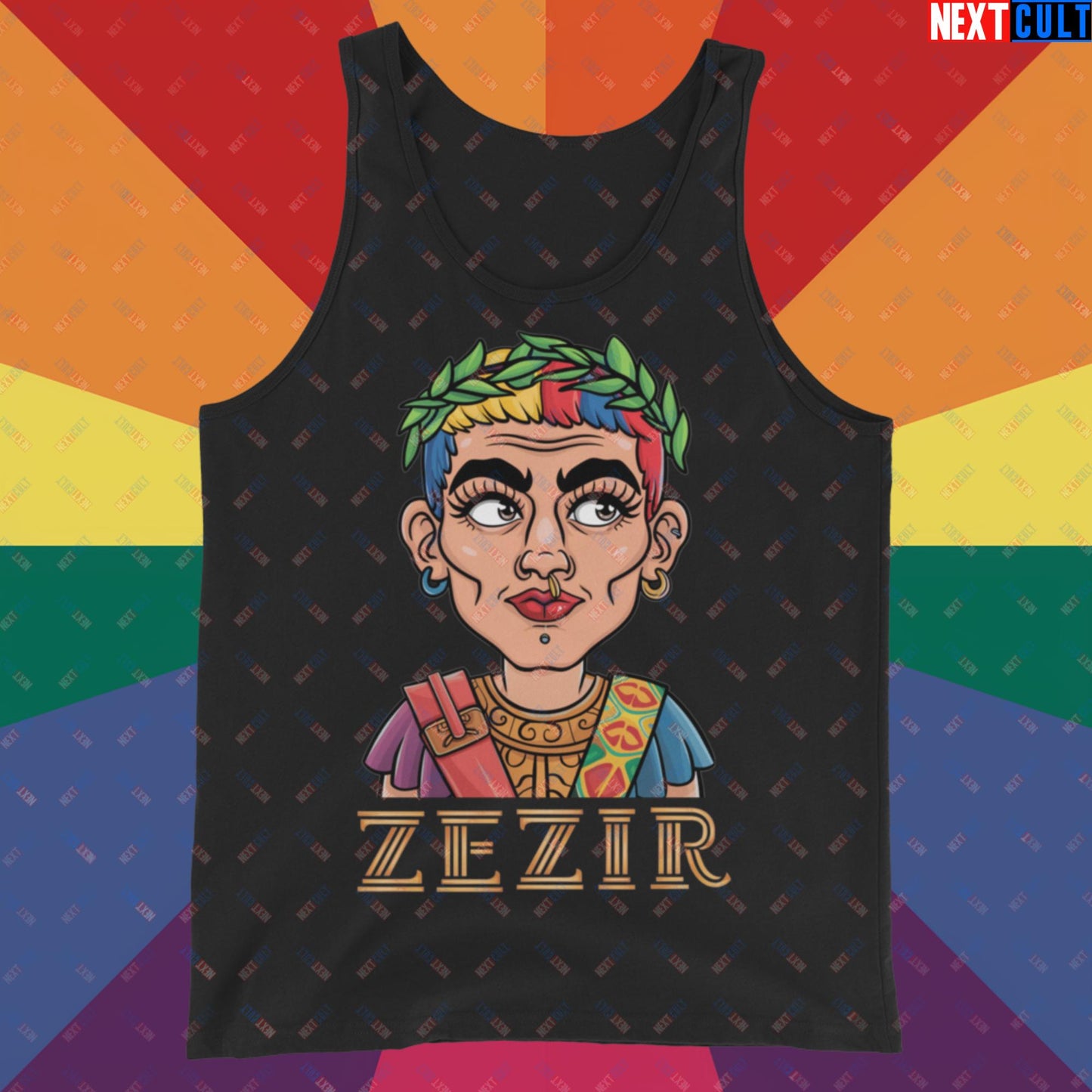 ZeZir Funny Gender Neutral Non-Binary Pronouns Tank Top Black Tank Tops LGBTQ+ Next Cult Brand