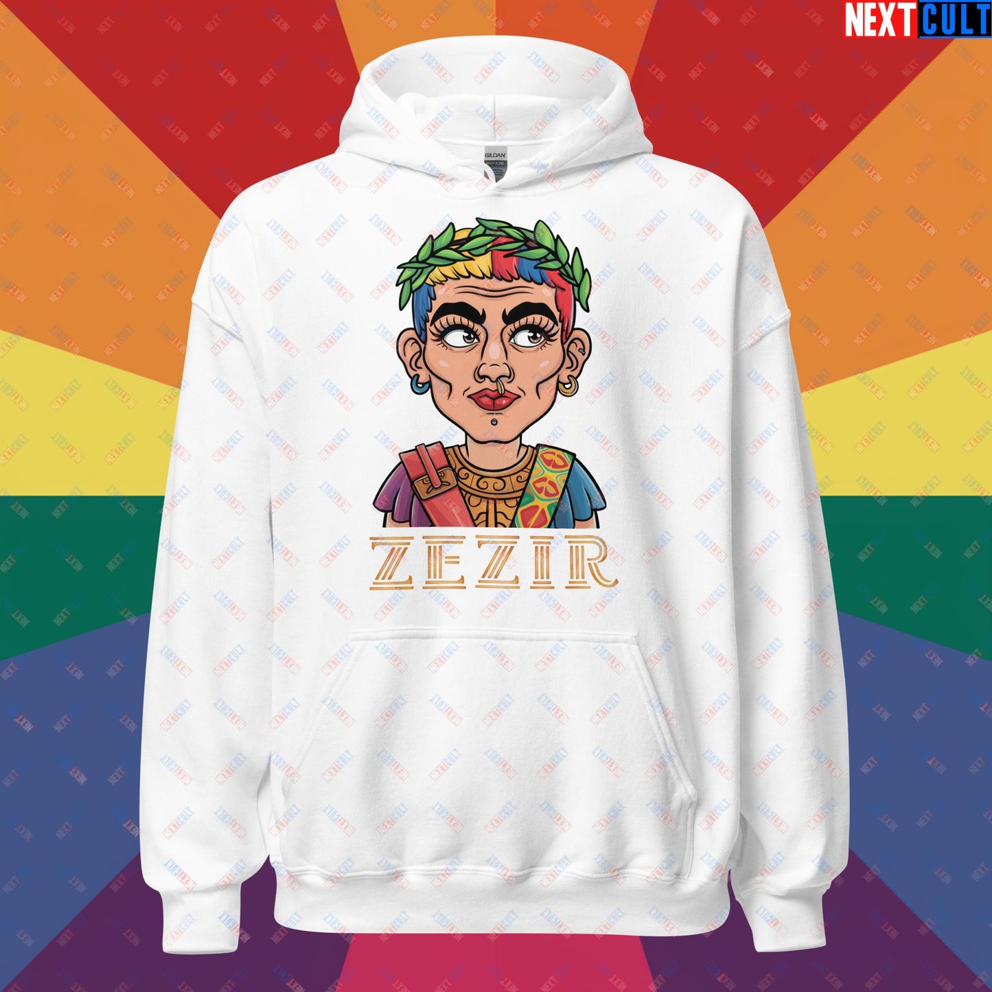 ZeZir Funny Gender Neutral Non-Binary Pronouns Unisex Hoodie White Hoodies LGBTQ+ Next Cult Brand