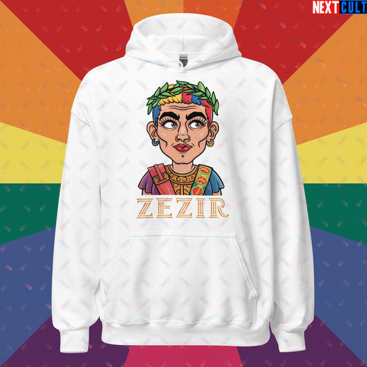 ZeZir Funny Gender Neutral Non-Binary Pronouns Unisex Hoodie White Hoodies LGBTQ+ Next Cult Brand