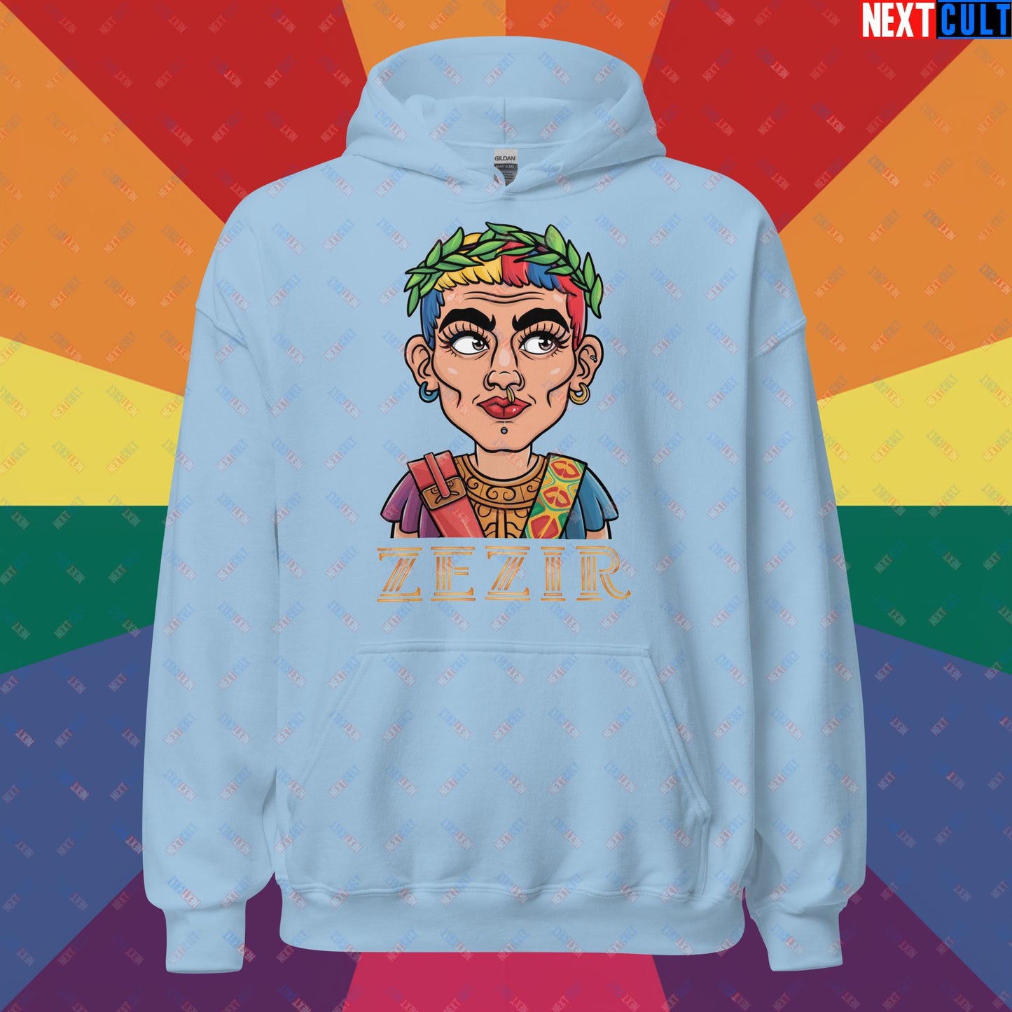 ZeZir Funny Gender Neutral Non-Binary Pronouns Unisex Hoodie Light Blue Hoodies LGBTQ+ Next Cult Brand