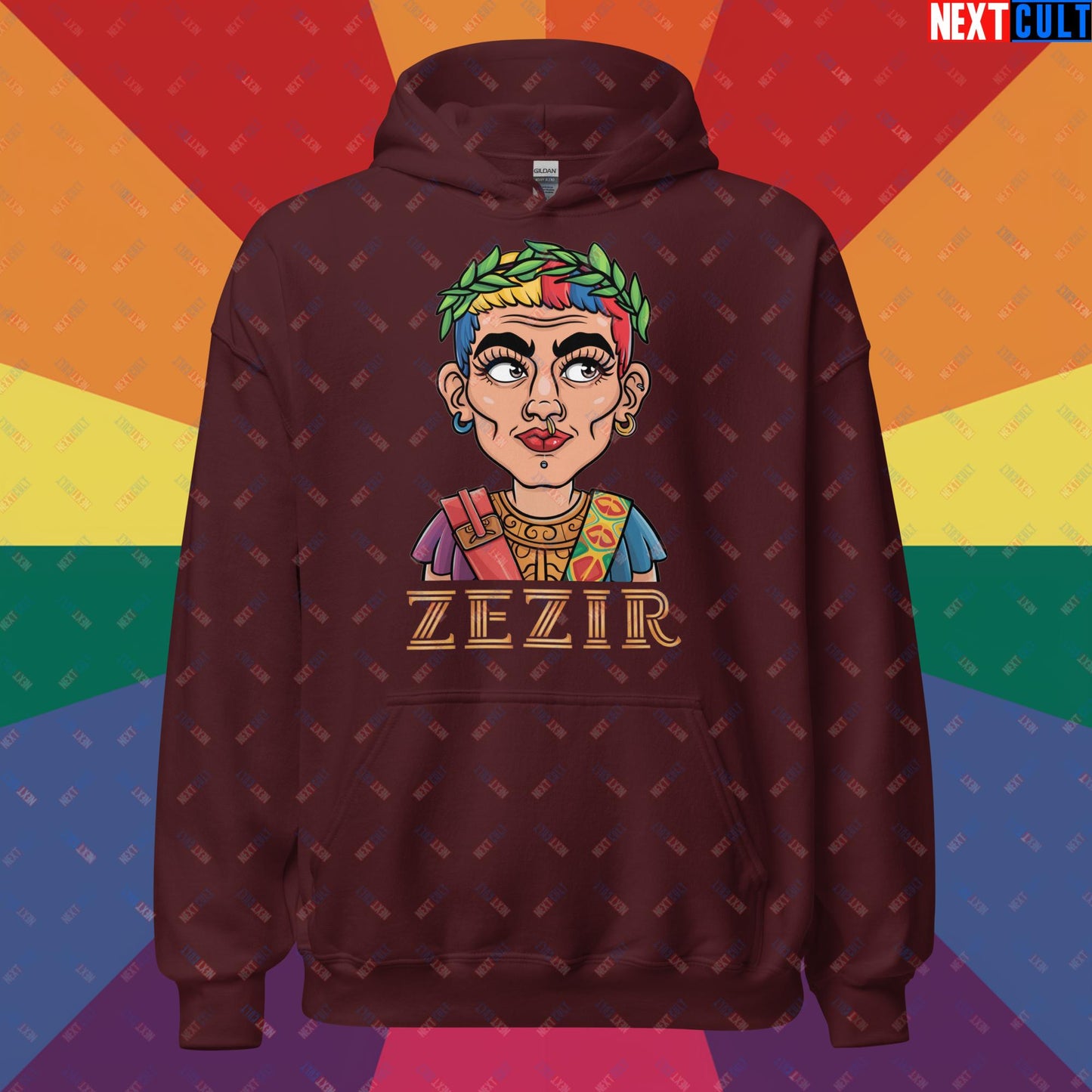 ZeZir Funny Gender Neutral Non-Binary Pronouns Unisex Hoodie Maroon Hoodies LGBTQ+ Next Cult Brand