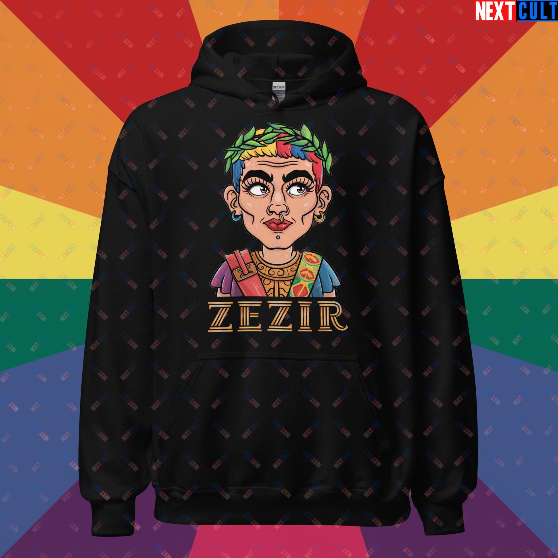 ZeZir Funny Gender Neutral Non-Binary Pronouns Unisex Hoodie Black Hoodies LGBTQ+ Next Cult Brand