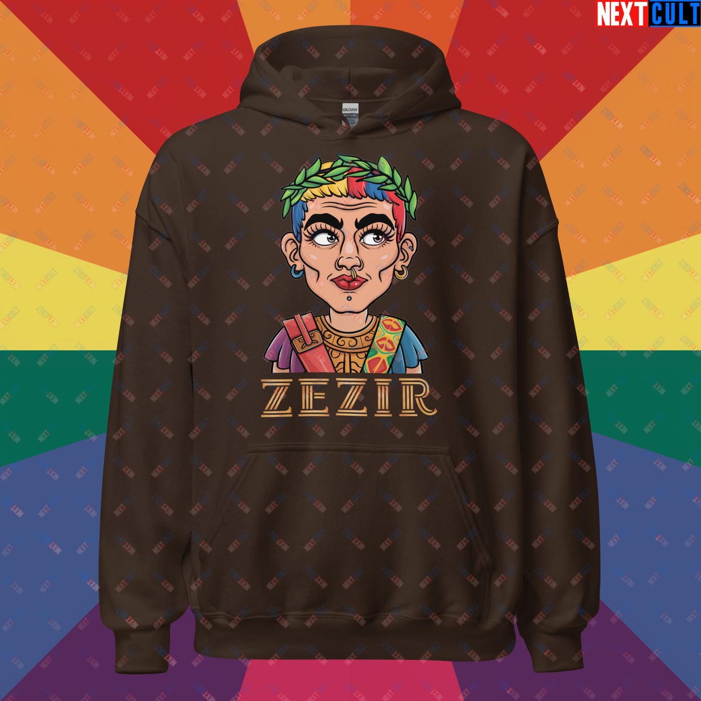 ZeZir Funny Gender Neutral Non-Binary Pronouns Unisex Hoodie Dark Chocolate Hoodies LGBTQ+ Next Cult Brand