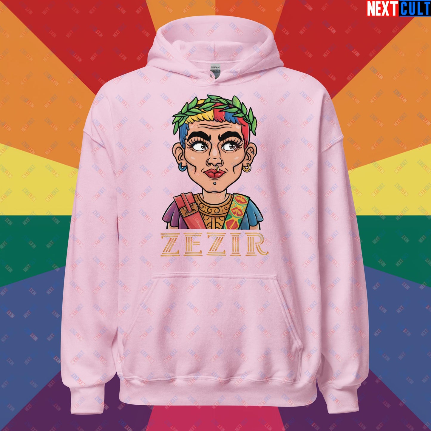 ZeZir Funny Gender Neutral Non-Binary Pronouns Unisex Hoodie Light Pink Hoodies LGBTQ+ Next Cult Brand