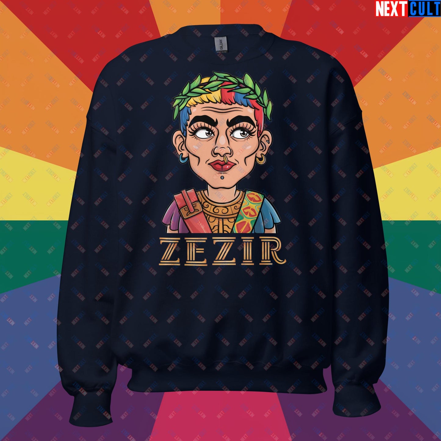 ZeZir Funny Gender Neutral Non-Binary Pronouns Unisex Sweatshirt Navy Sweatshirts LGBTQ+ Next Cult Brand