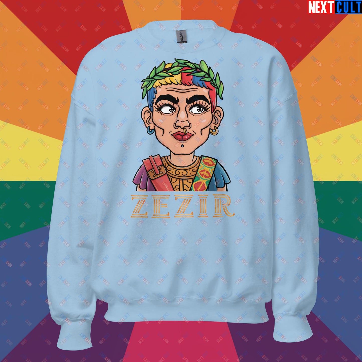 ZeZir Funny Gender Neutral Non-Binary Pronouns Unisex Sweatshirt Light Blue Sweatshirts LGBTQ+ Next Cult Brand