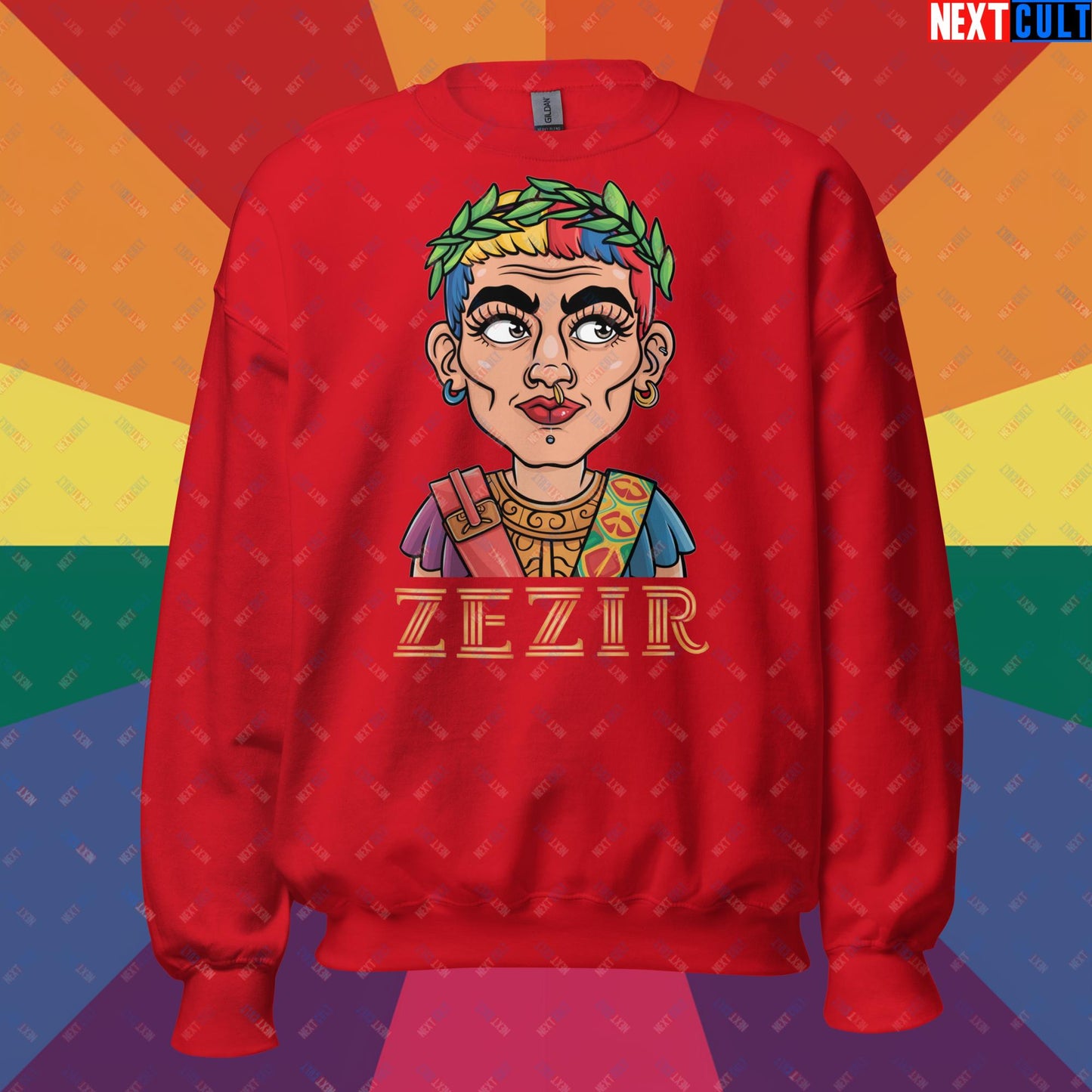 ZeZir Funny Gender Neutral Non-Binary Pronouns Unisex Sweatshirt Red Sweatshirts LGBTQ+ Next Cult Brand