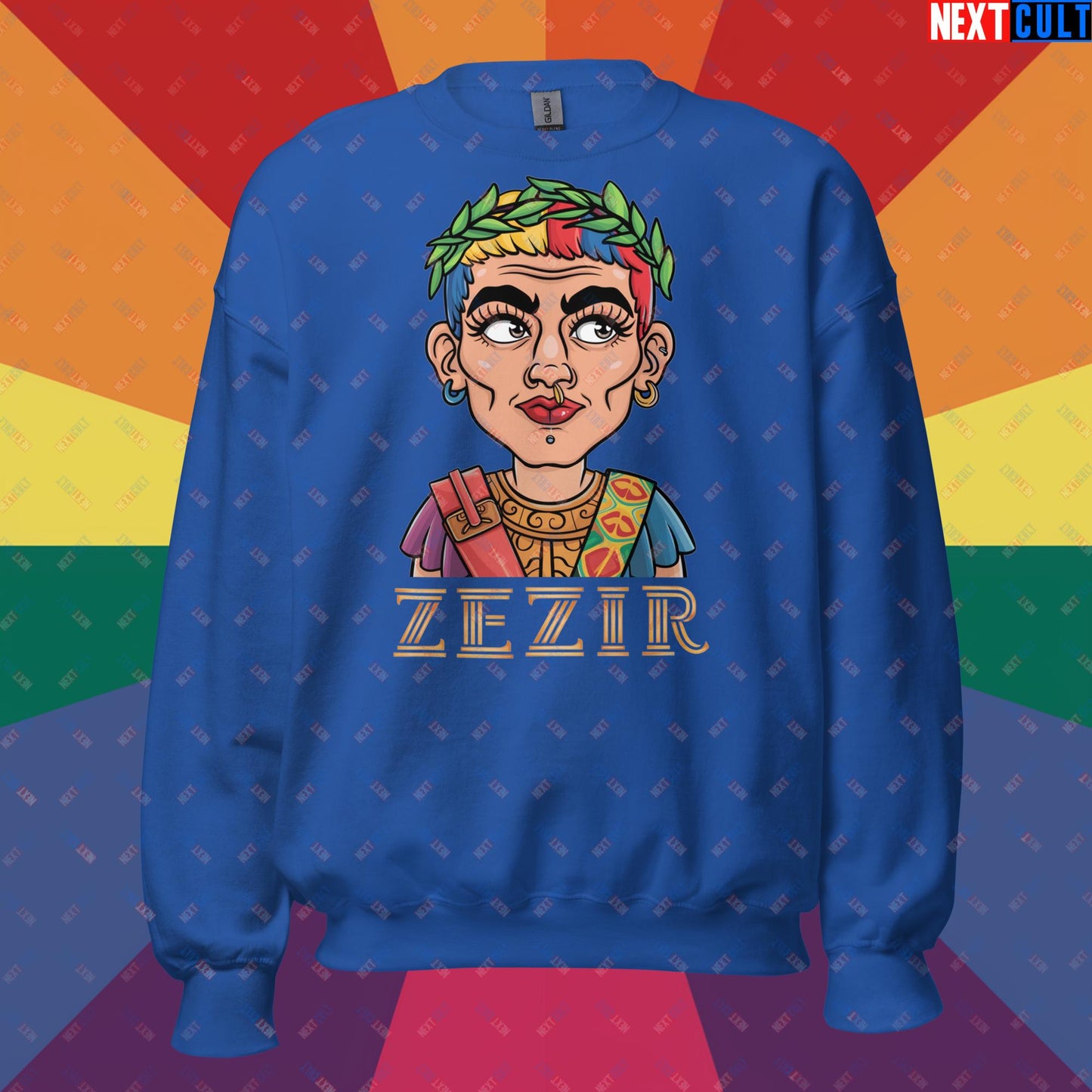 ZeZir Funny Gender Neutral Non-Binary Pronouns Unisex Sweatshirt Royal Sweatshirts LGBTQ+ Next Cult Brand