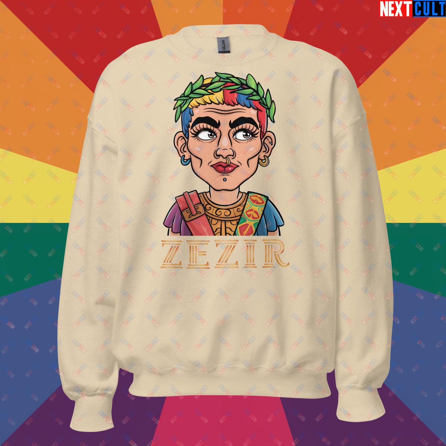 ZeZir Funny Gender Neutral Non-Binary Pronouns Unisex Sweatshirt Sand Sweatshirts LGBTQ+ Next Cult Brand