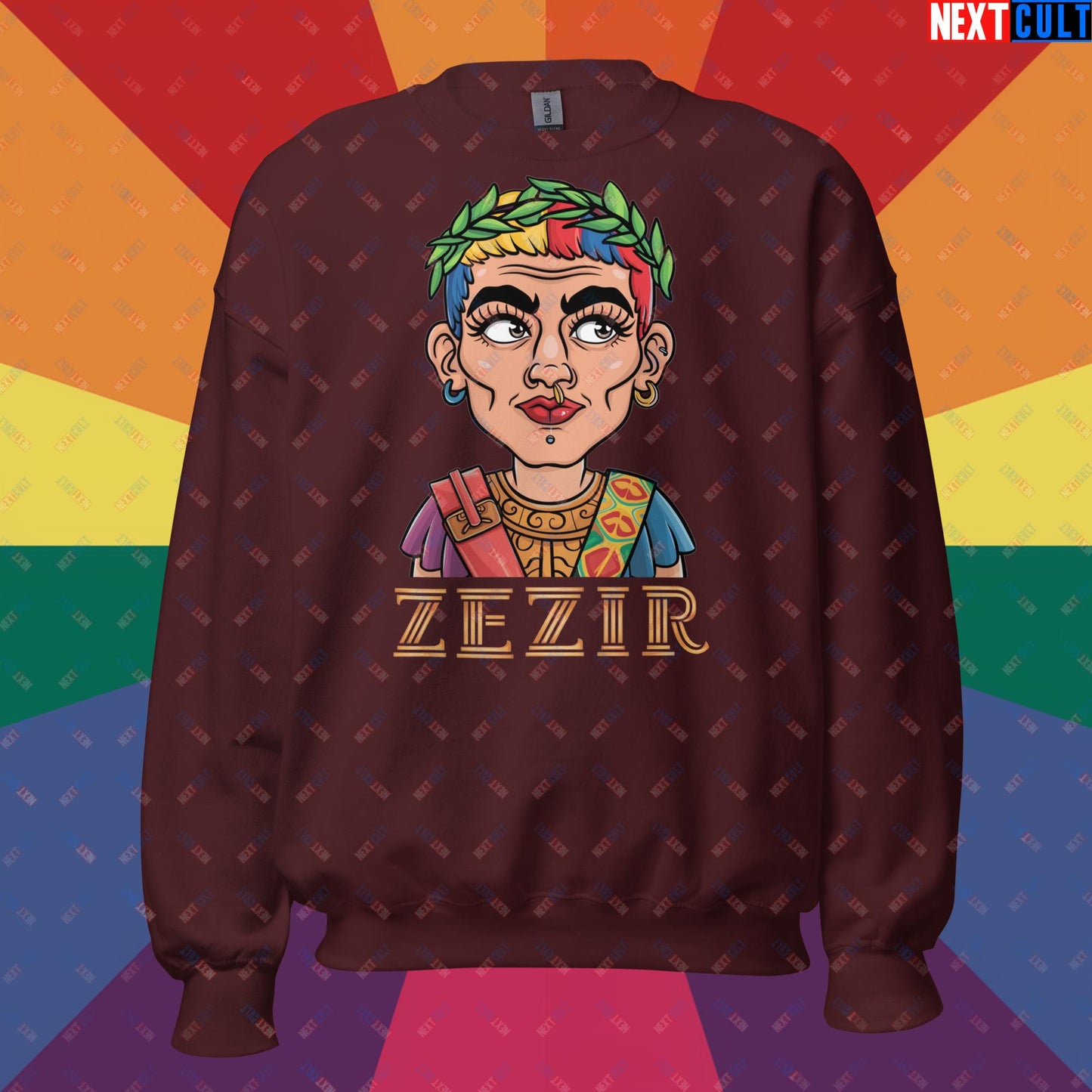 ZeZir Funny Gender Neutral Non-Binary Pronouns Unisex Sweatshirt Maroon Sweatshirts LGBTQ+ Next Cult Brand