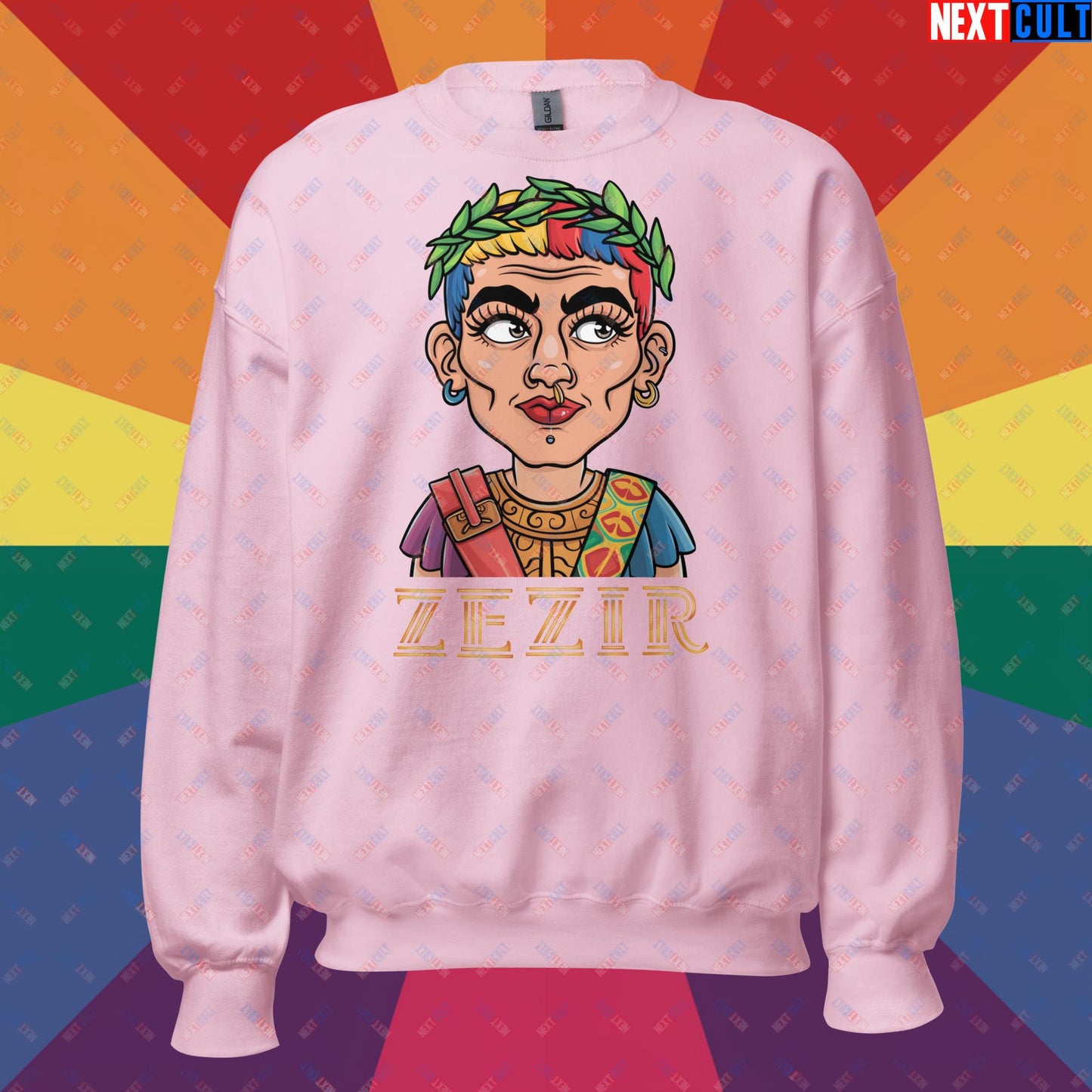 ZeZir Funny Gender Neutral Non-Binary Pronouns Unisex Sweatshirt Light Pink Sweatshirts LGBTQ+ Next Cult Brand