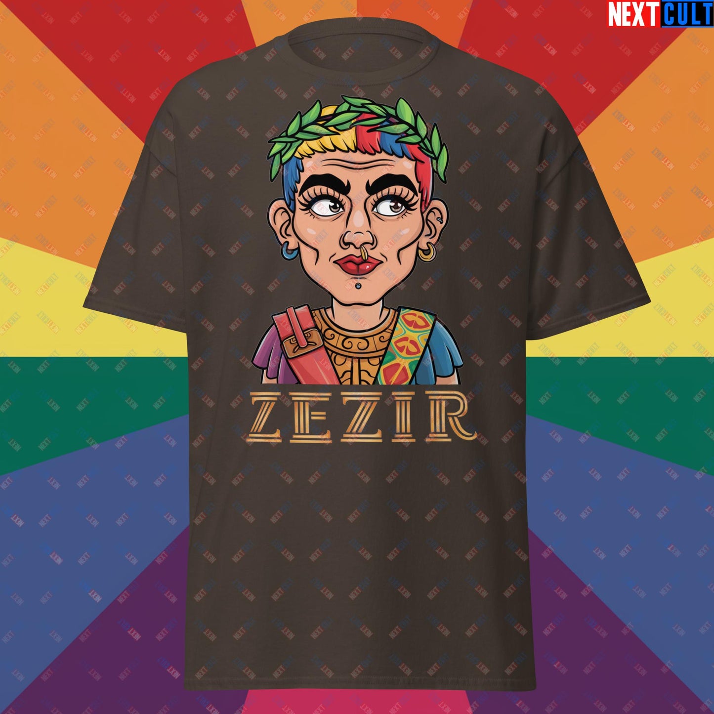 ZeZir Funny Gender Neutral Non-Binary Pronouns Unisex tee Dark Chocolate T-shirts LGBTQ+ Next Cult Brand