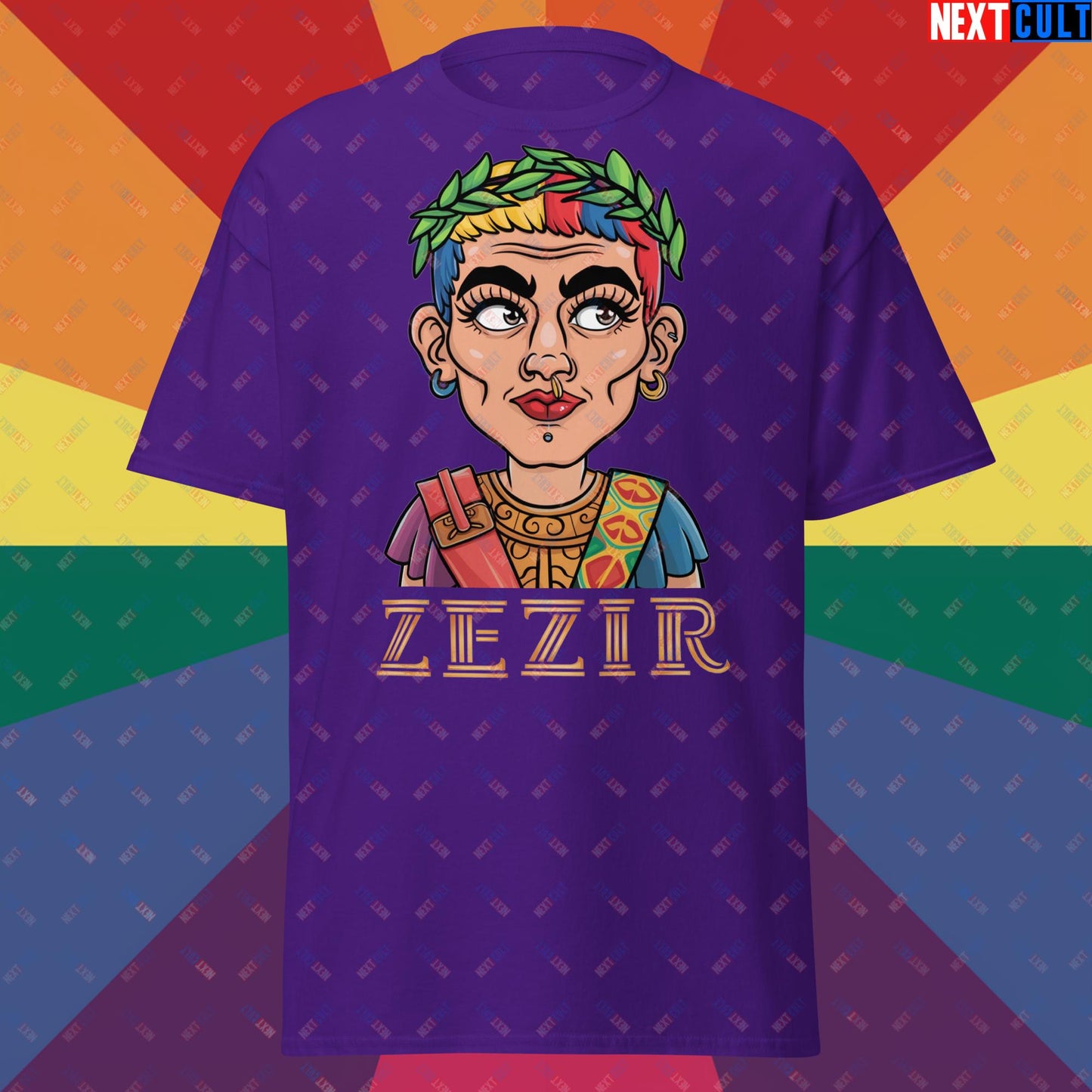 ZeZir Funny Gender Neutral Non-Binary Pronouns Unisex tee Purple T-shirts LGBTQ+ Next Cult Brand