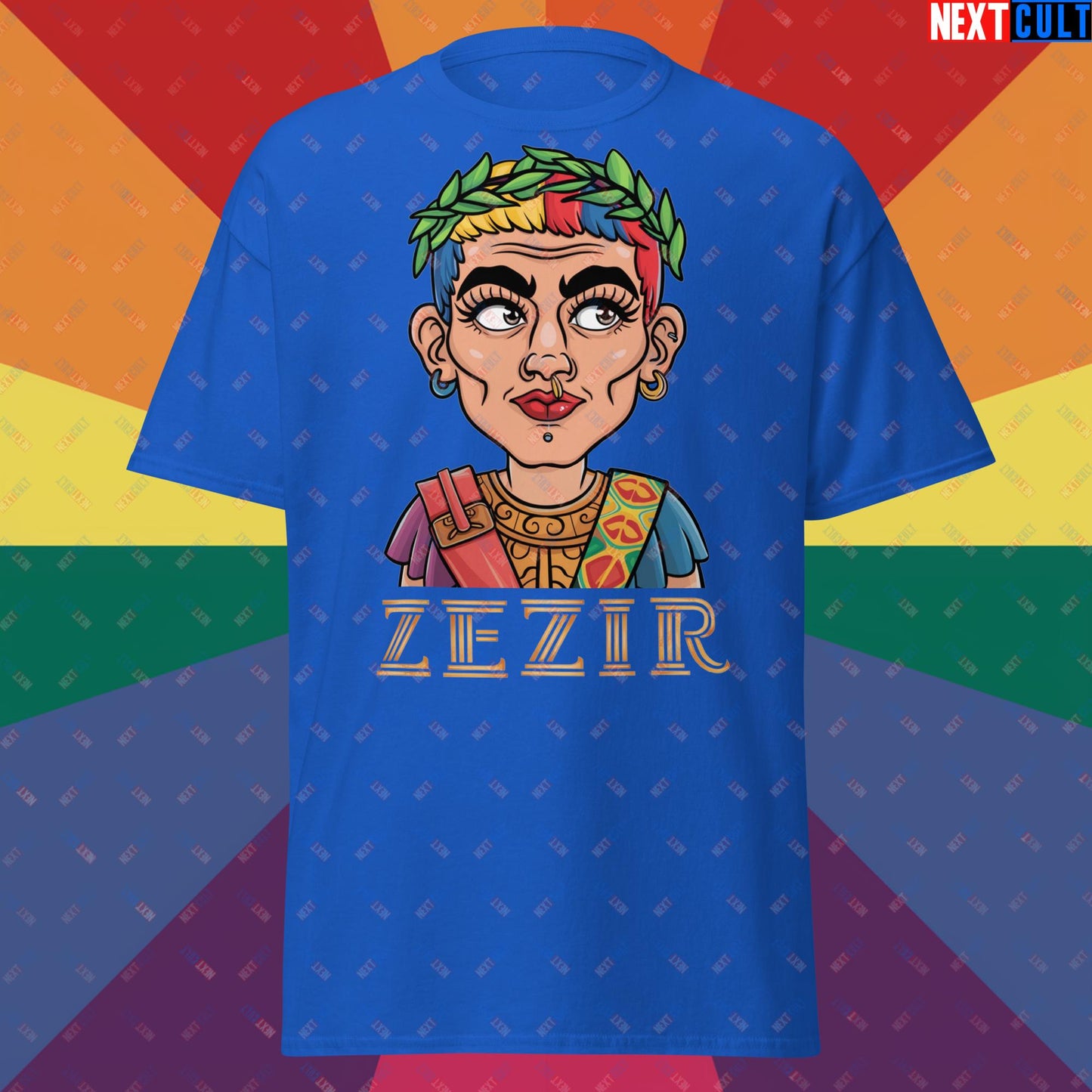 ZeZir Funny Gender Neutral Non-Binary Pronouns Unisex tee Royal T-shirts LGBTQ+ Next Cult Brand