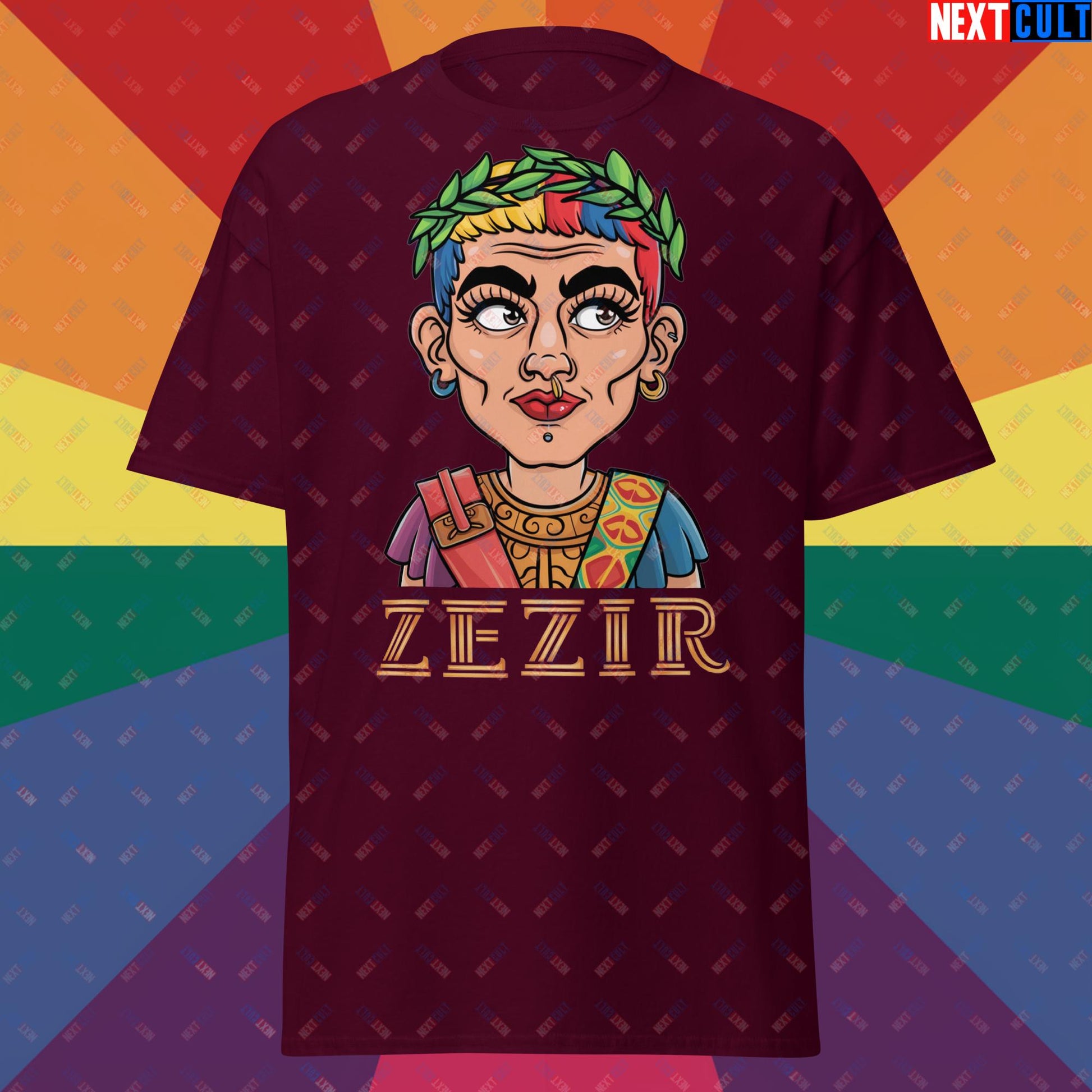 ZeZir Funny Gender Neutral Non-Binary Pronouns Unisex tee Maroon T-shirts LGBTQ+ Next Cult Brand
