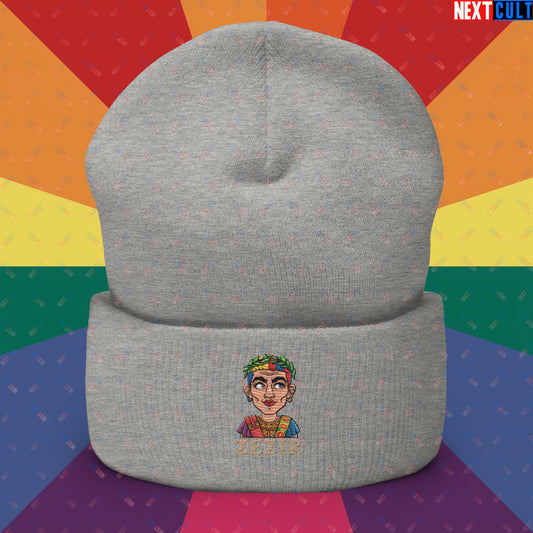 ZeZir Funny Gender Neutral Pronouns Cuffed Beanie Heather Grey Hats Next Cult Brand