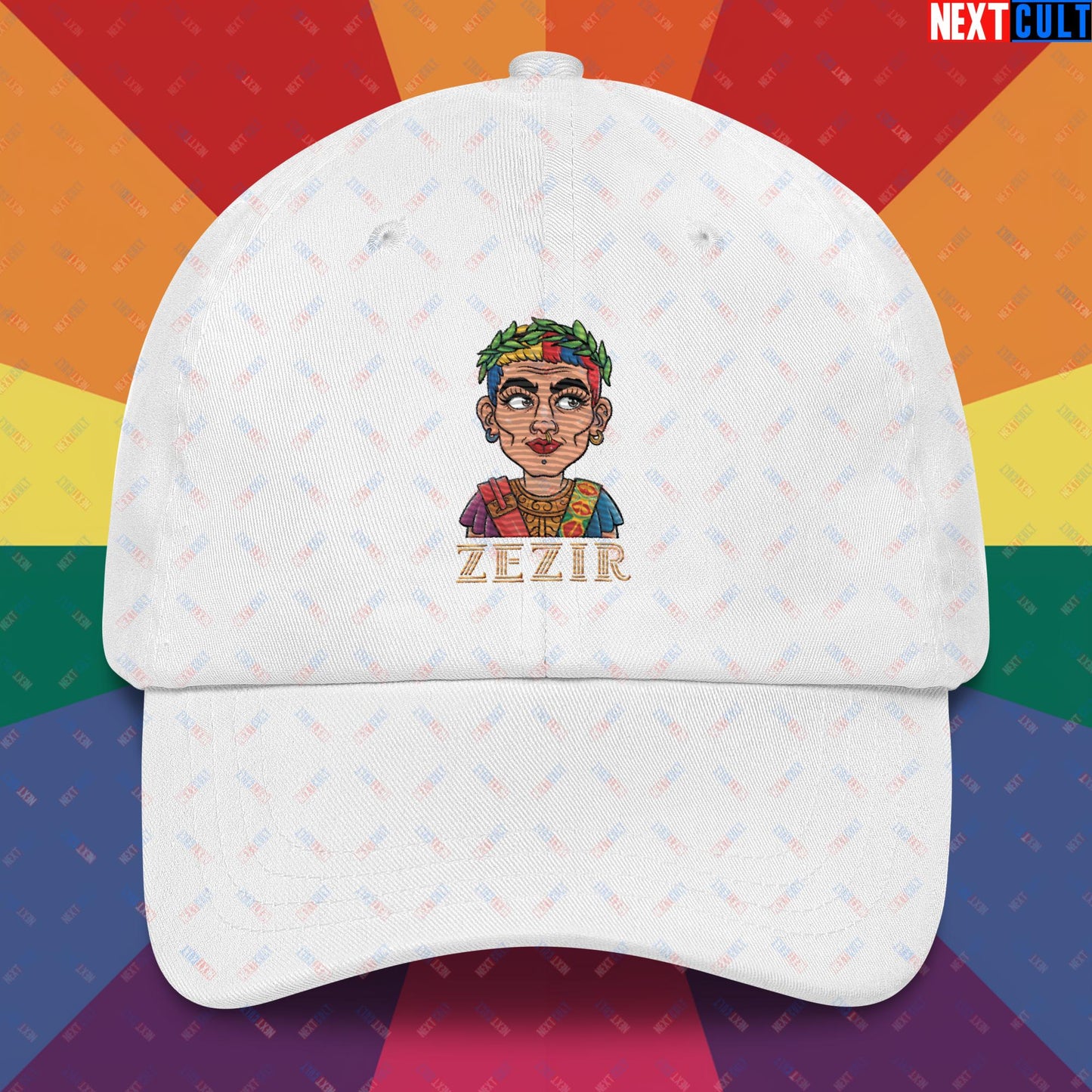 ZeZir Funny Gender Neutral Pronouns Dad hat White Hats LGBTQ+ Next Cult Brand