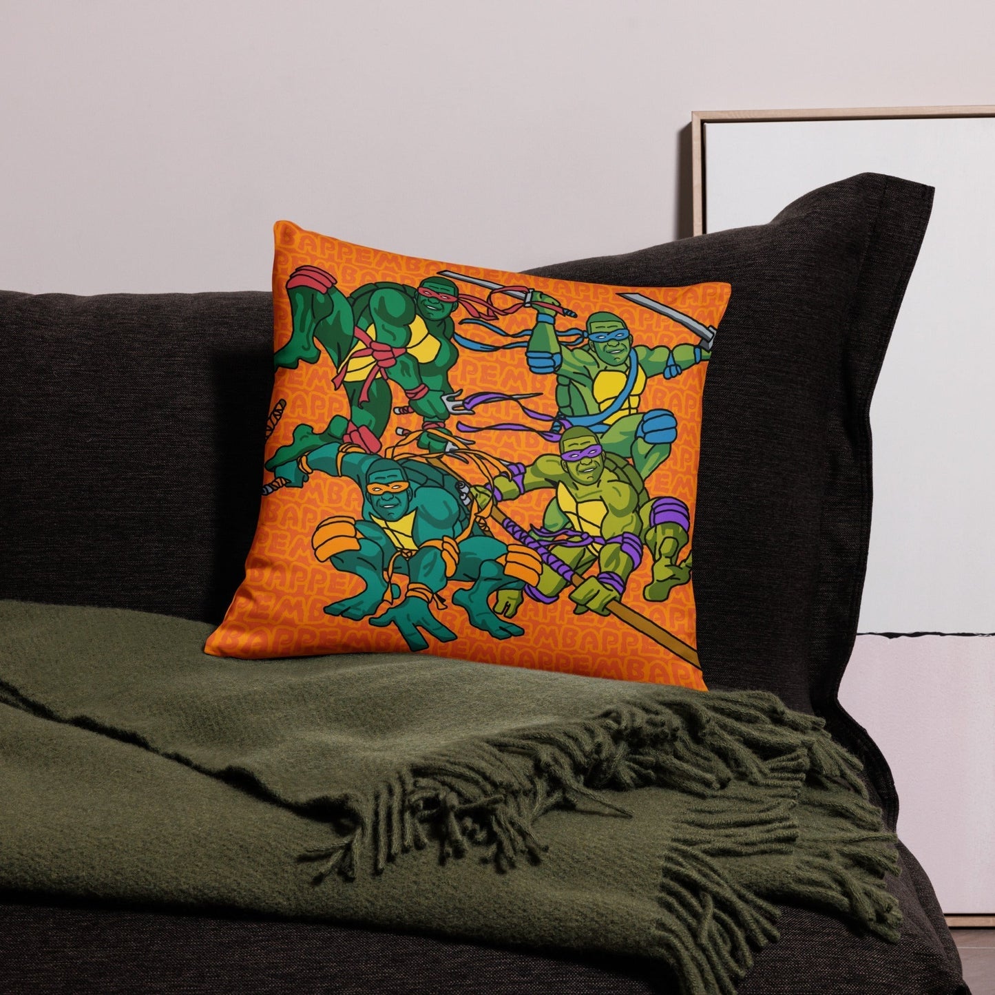 Kylian Mbappe Ninja Turtles funny football/ soccer meme Basic Pillow orange Pillows Football Kylian Mbappe Ninja Turtles PSG Real Madrid Next Cult Brand