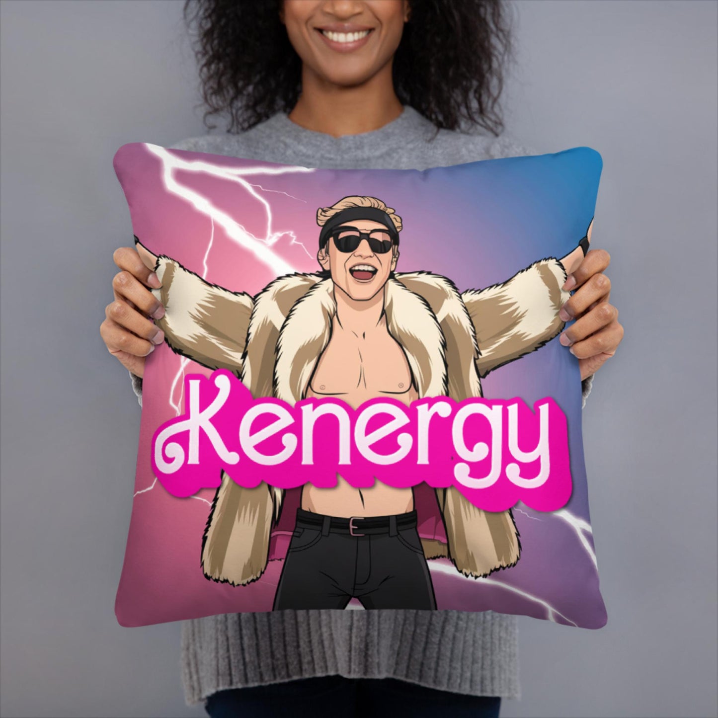Kenergy Barbie Ryan Gosling Ken Pillow 18″×18″ Pillows Barbie Celebrities Ken Kenergy Movies Ryan Gosling Next Cult Brand