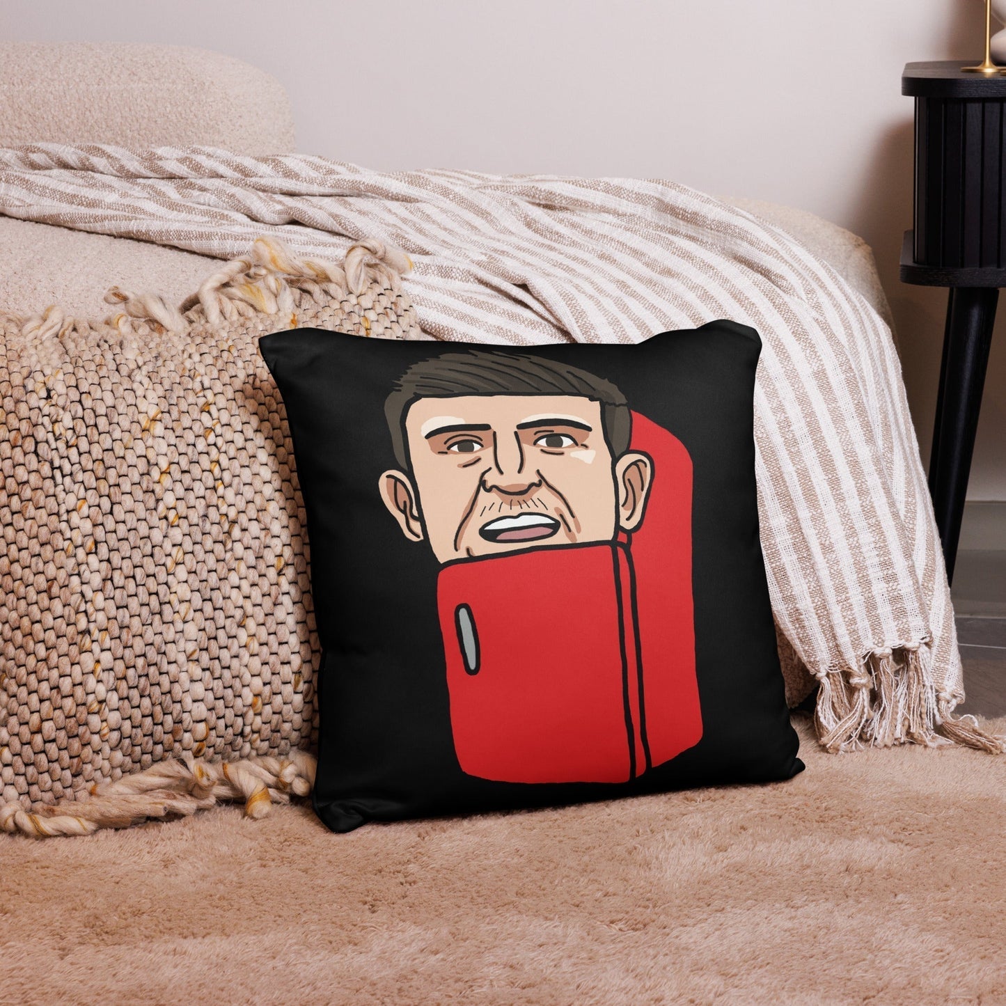 Harry ''The Fridge'' Maguire Pillow Black 18″×18″ Pillows Football Harry Maguire Manchester United The Fridge Next Cult Brand
