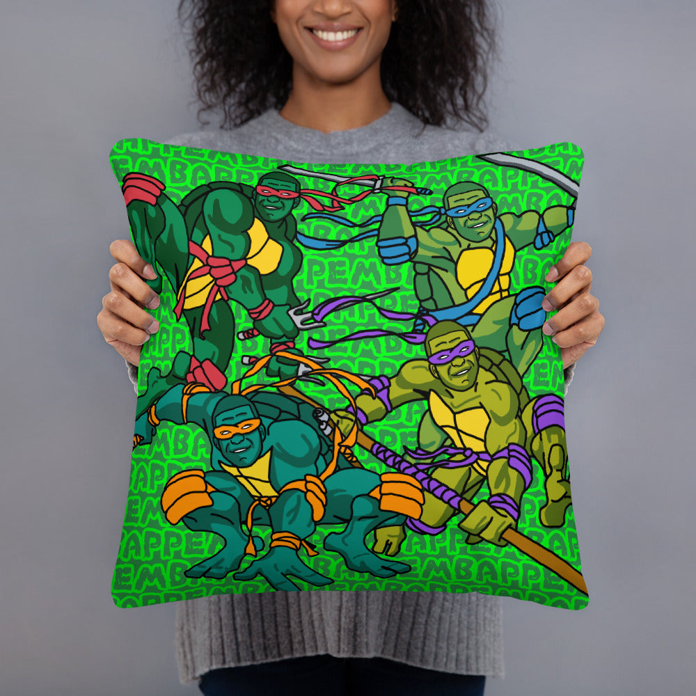 Kylian Mbappe Ninja Turtles funny football/ soccer meme Basic Pillow green 18″×18″ Pillows Football Kylian Mbappe Ninja Turtles PSG Real Madrid Next Cult Brand