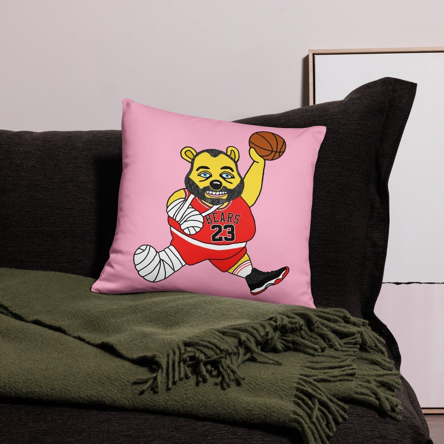 Air Segura, Tom Segura Basketball, Your Mom's House (YMH), 2 Bears 1 Cave, Funny Basic Pillow 18″×18″ Pillows 2 Bears 1 Cave Air Segura Podcasts Stand-up Comedy Tom Segura YMH Next Cult Brand