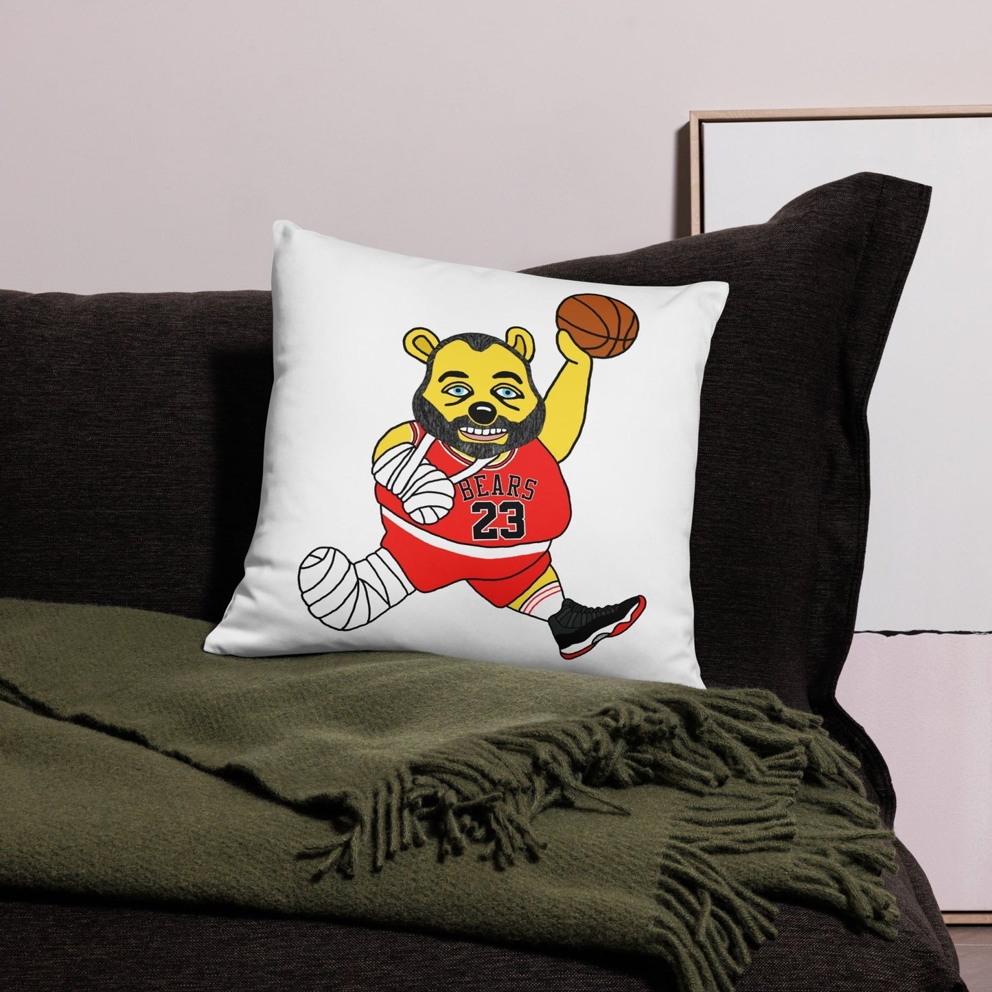 Air Segura, Tom Segura Basketball, Your Mom's House (YMH), 2 Bears 1 Cave, Funny Basic Pillow 18″×18″ Pillows 2 Bears 1 Cave Air Segura Podcasts Stand-up Comedy Tom Segura YMH Next Cult Brand