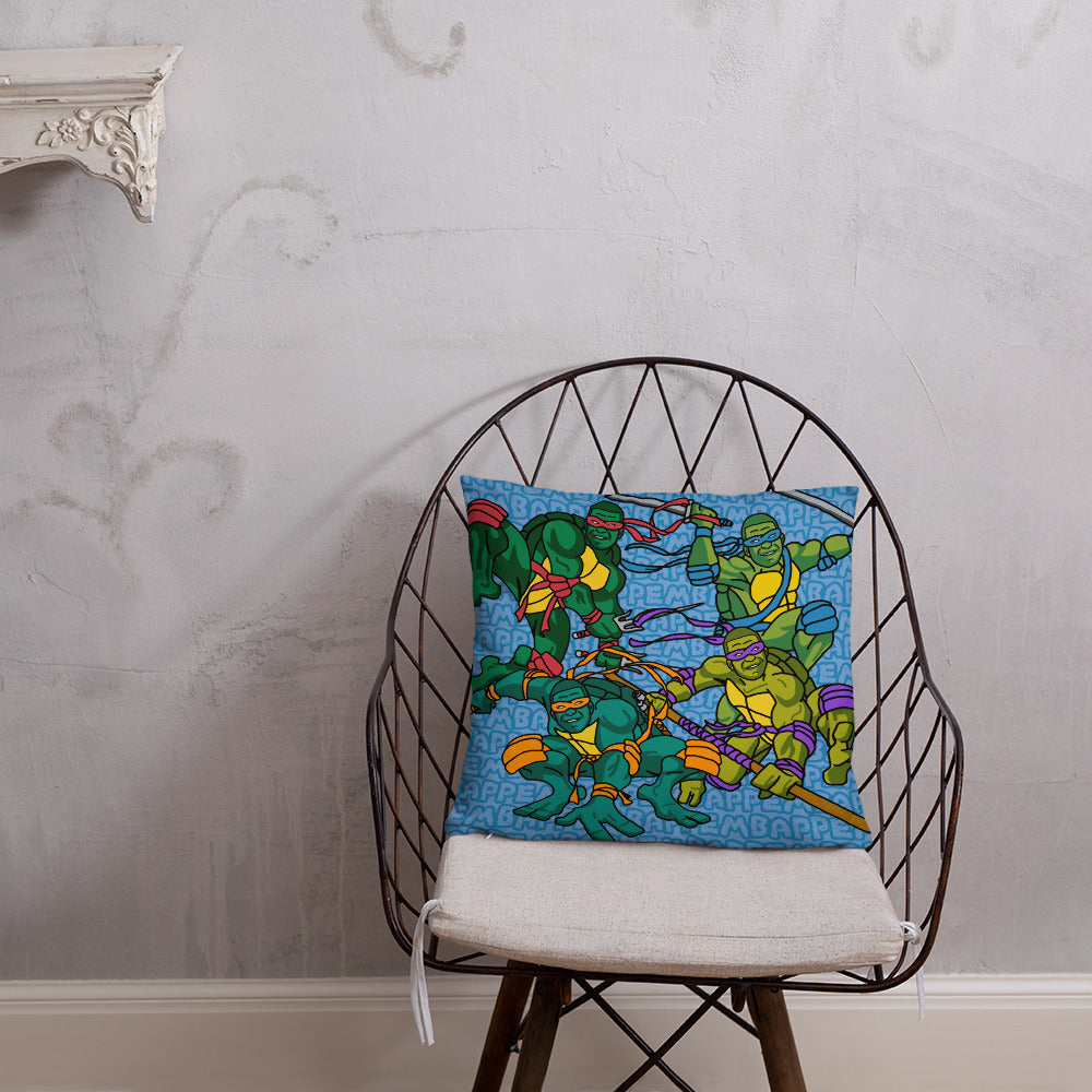 Kylian Mbappe Ninja Turtles funny football/ soccer meme Basic Pillow blue 18″×18″ Pillows Football Kylian Mbappe Ninja Turtles PSG Real Madrid Next Cult Brand