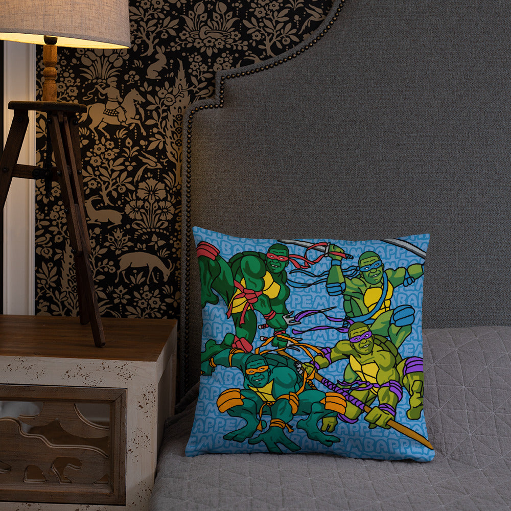 Kylian Mbappe Ninja Turtles funny football/ soccer meme Basic Pillow blue Pillows Football Kylian Mbappe Ninja Turtles PSG Real Madrid Next Cult Brand