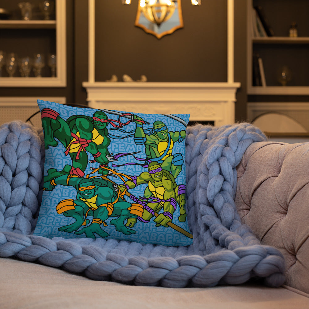 Kylian Mbappe Ninja Turtles funny football/ soccer meme Basic Pillow blue Pillows Football Kylian Mbappe Ninja Turtles PSG Real Madrid Next Cult Brand